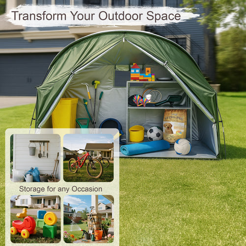 1-Person Outdoor Cot Tent with Zippered Door and Ventilation Window for Camping and Backyard in Green, Without Bed
