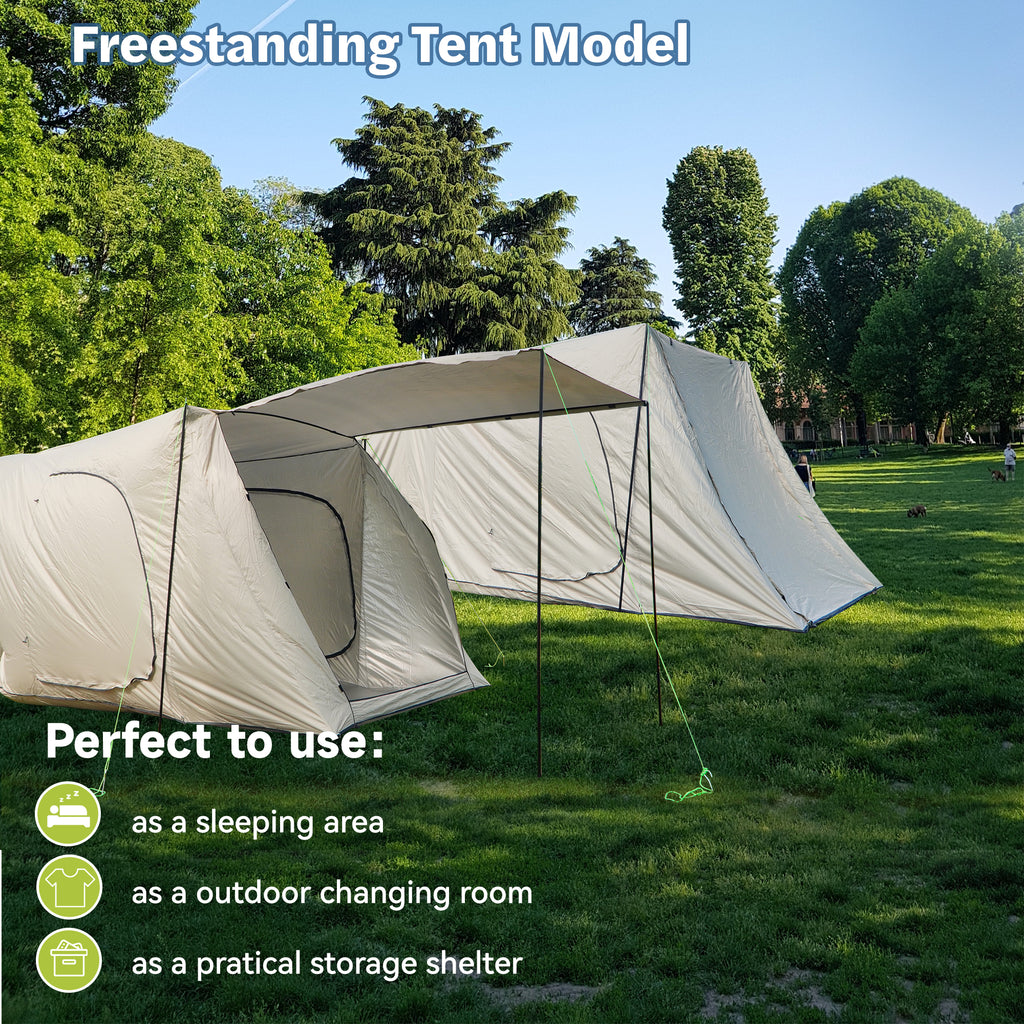7-Person SUV Camping Tent Oxford Fabric Car Camping Tent with Sun Shelter in Khaki, 9.8 ft. x 6.5 ft. x 6.5 ft.
