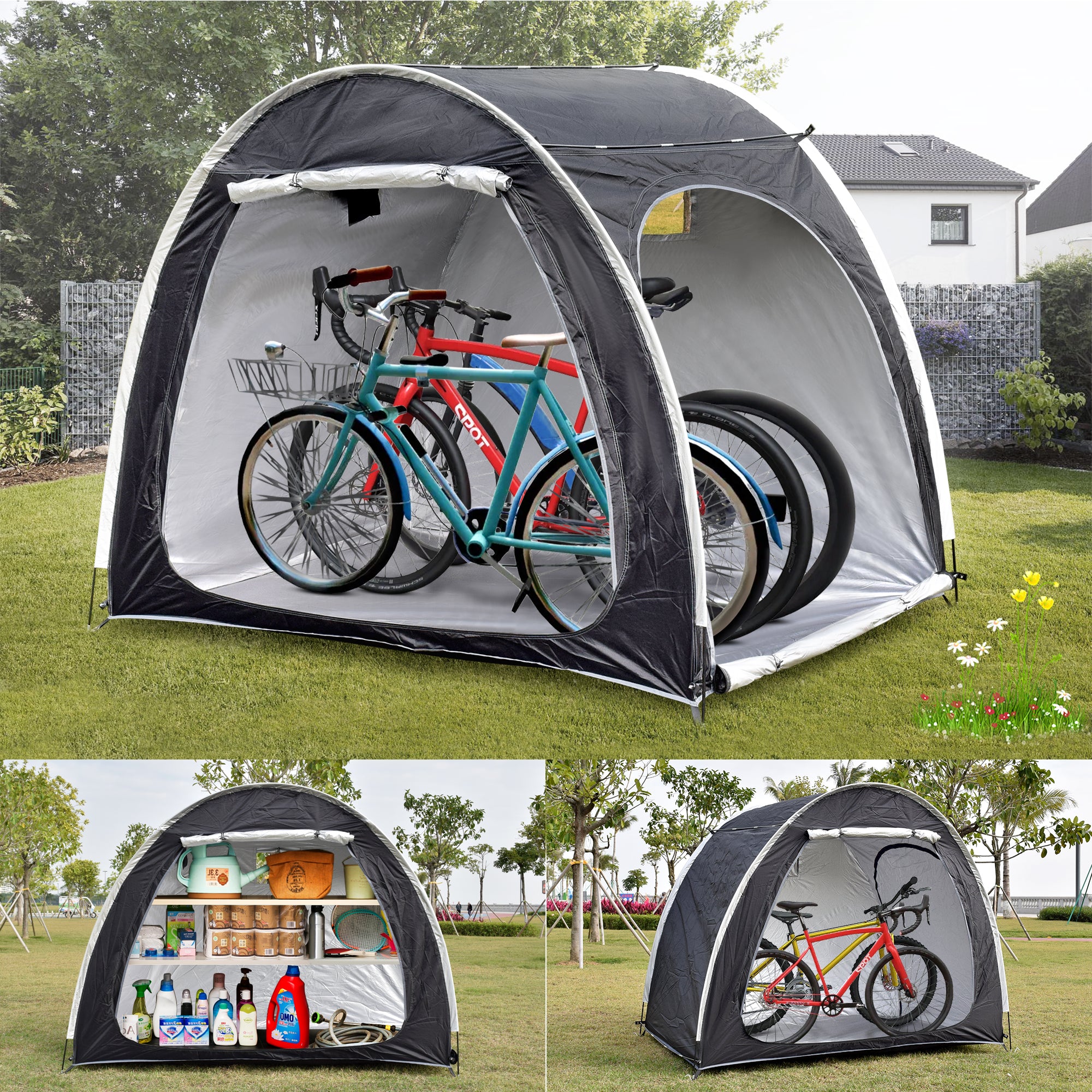 Bike Storage Shed Tent Portable Bicycle Cover for 4-Bicycles or motorcycle