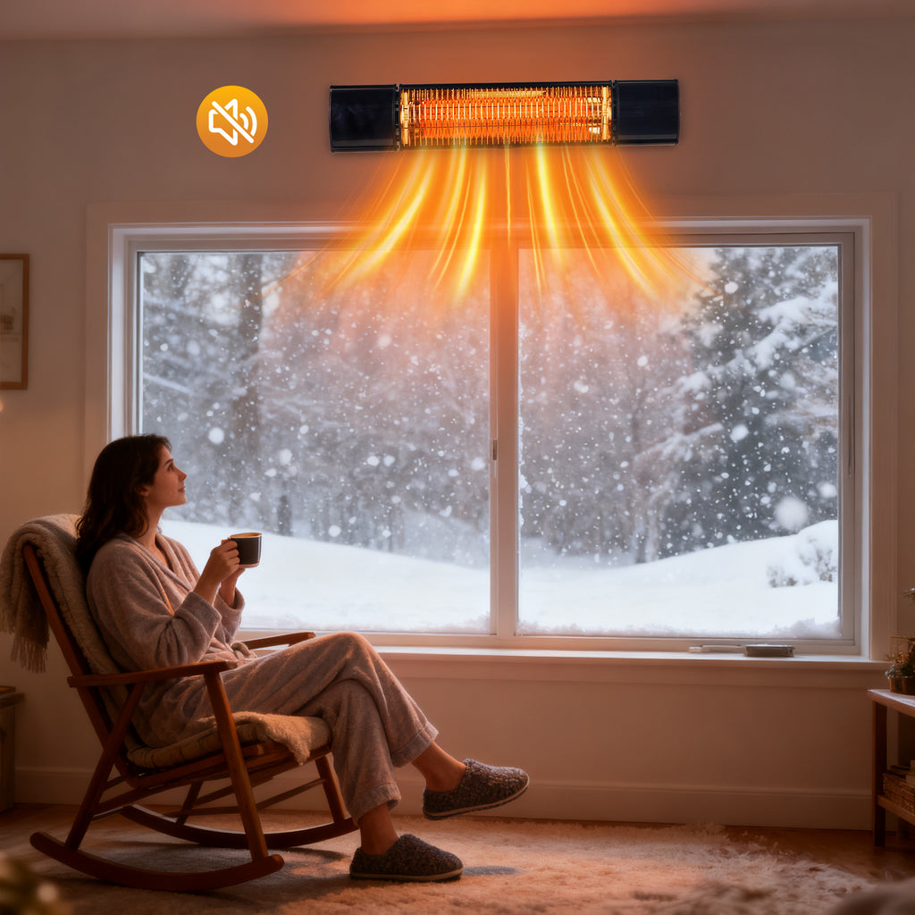 1500-Watt Electric Patio Heater Wall Mounted Ceiling Mounted Heater with Remote Control for Outdoor Indoor