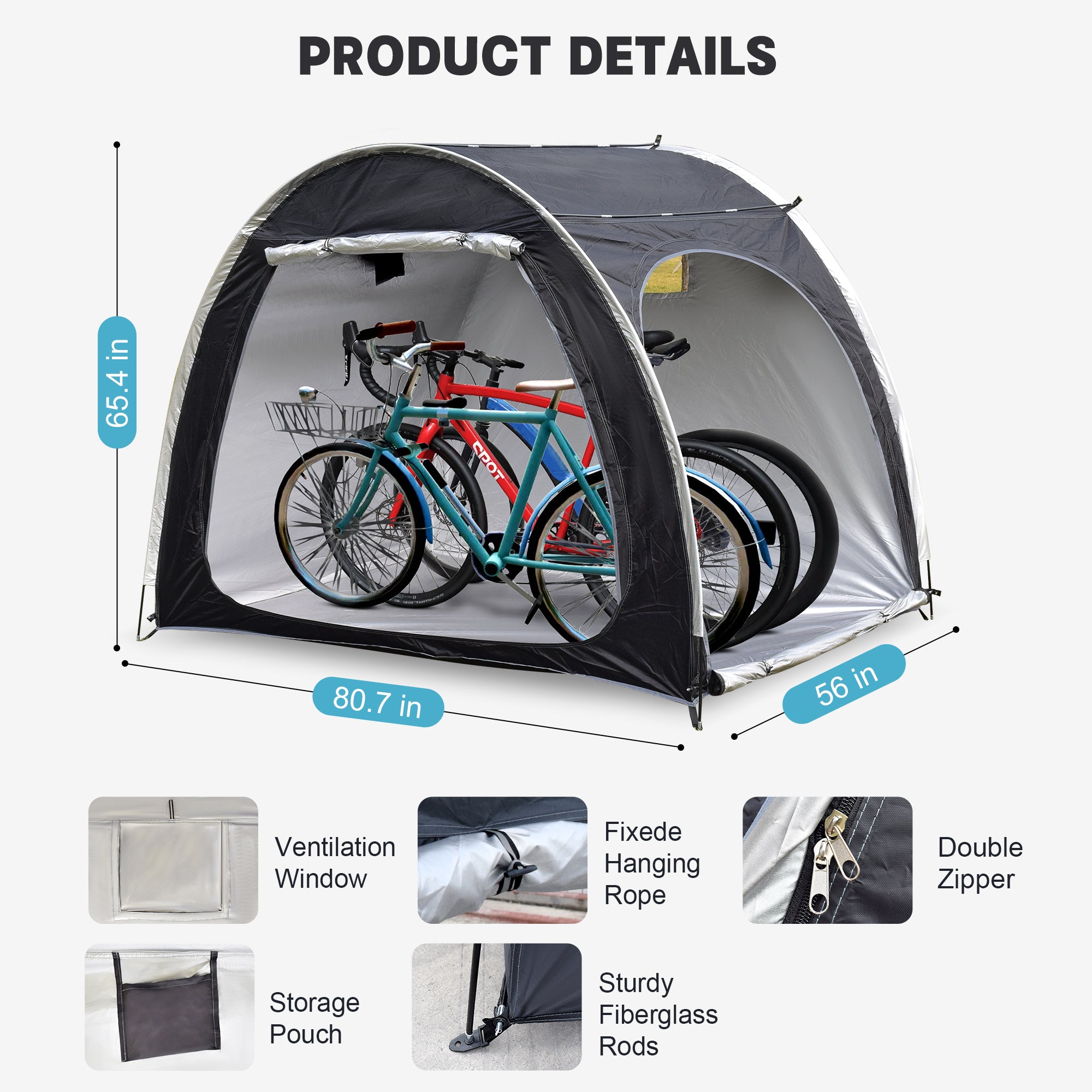 Bike Storage Shed Tent Portable Bicycle Cover for 4-Bicycles or motorcycle