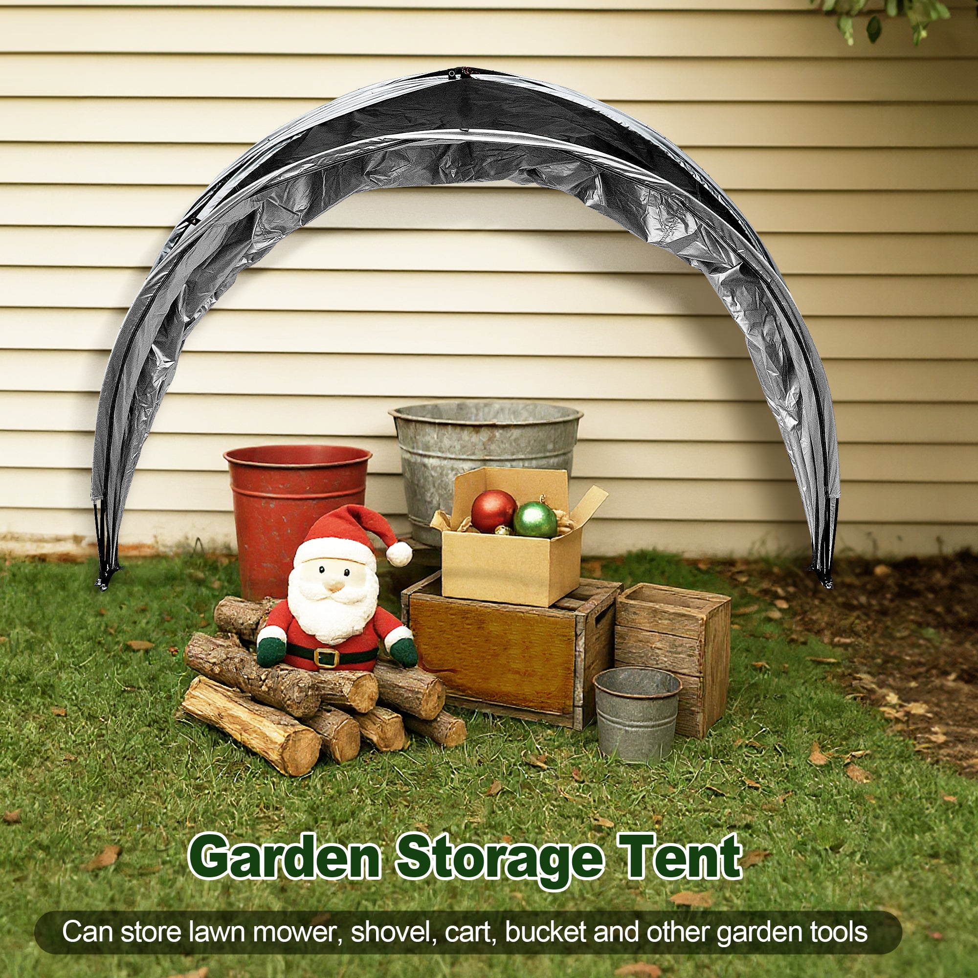 Outdoor Tent Storage, Bicycle Storage Tent & Garden Tools Shelter in Black, Lightweight & Portable