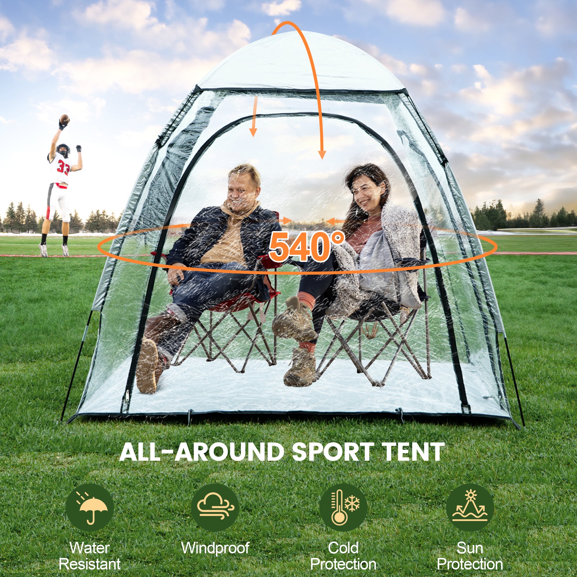 5.71 ft. x 4.13 ft. 3-4 Person All-Around Sport Transparent Tent
