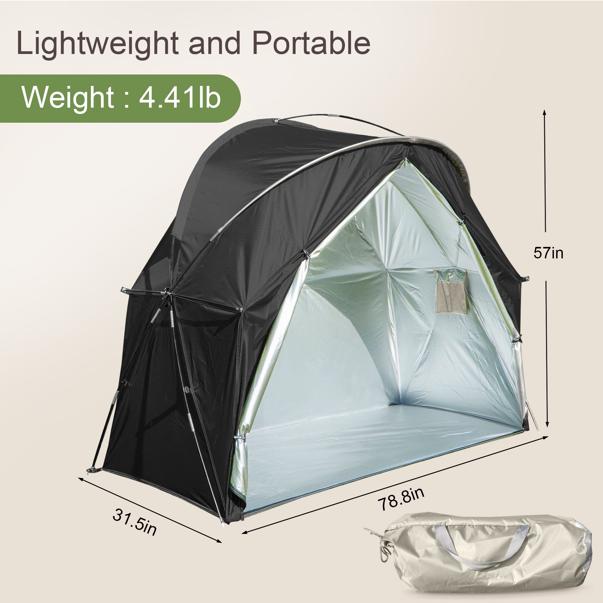 1-Person Outdoor Cot Tent with Zippered Door and Ventilation Window for Camping and Backyard in Black, Without Bed