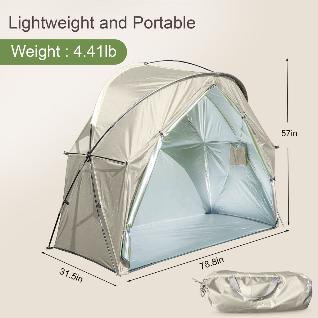 1-Person Outdoor Cot Tent with Zippered Door and Ventilation Window for Camping and Backyard in Khaki, Without Bed