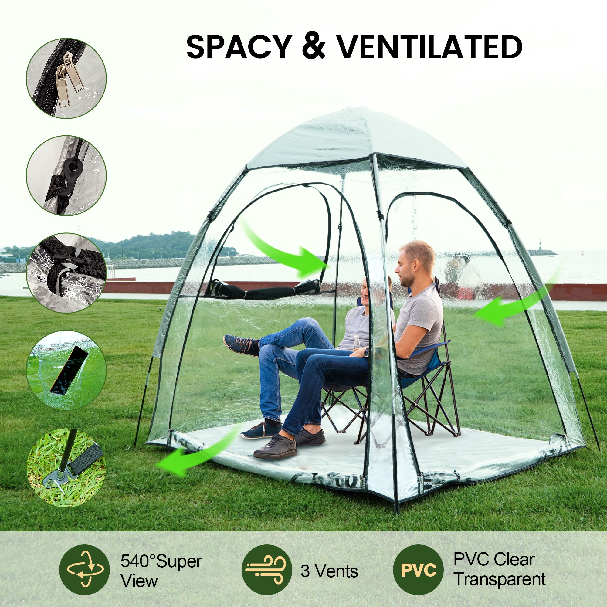 5.71 ft. x 4.13 ft. 3-4 Person All-Around Sport Transparent Tent