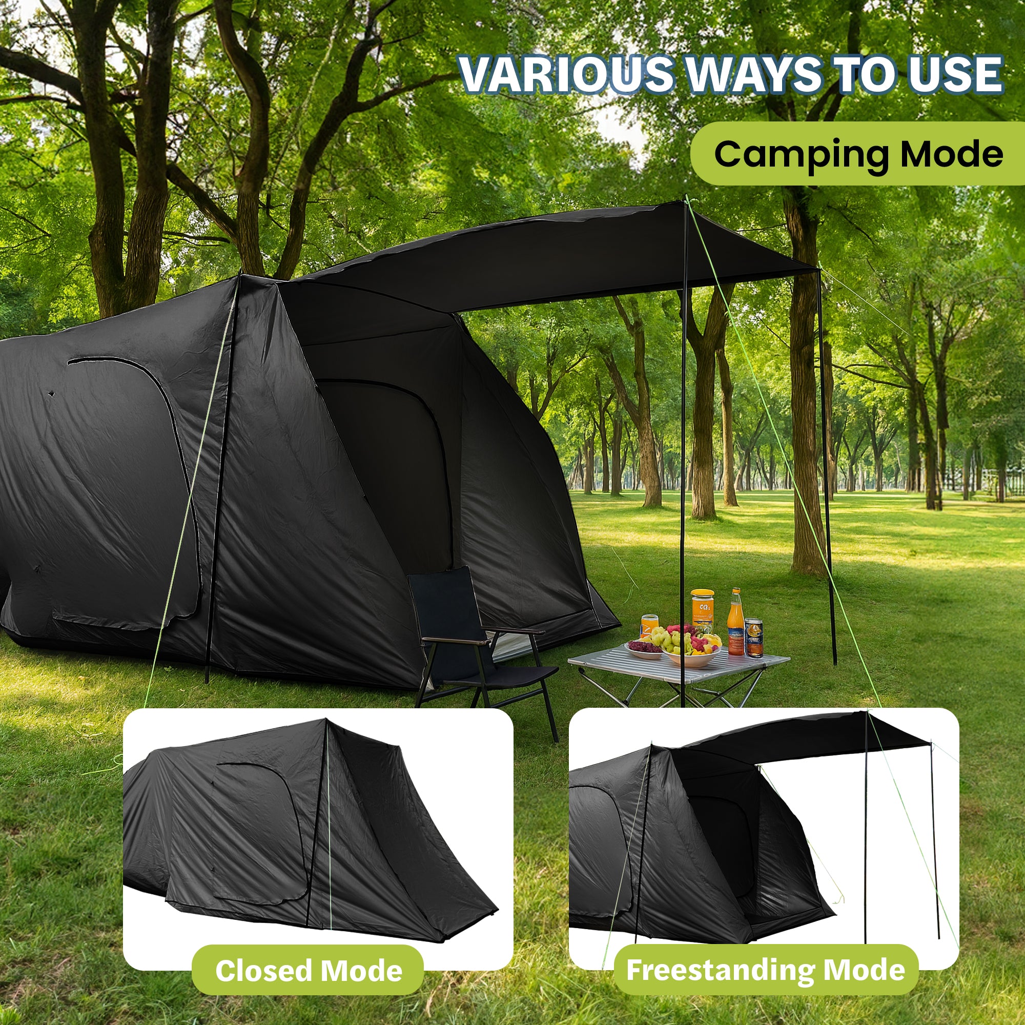 7-Person SUV Camping Tent Oxford Fabric Car Camping Tent with Sun Shelter, 9.8 ft. x 6.5 ft. x 6.5 ft.