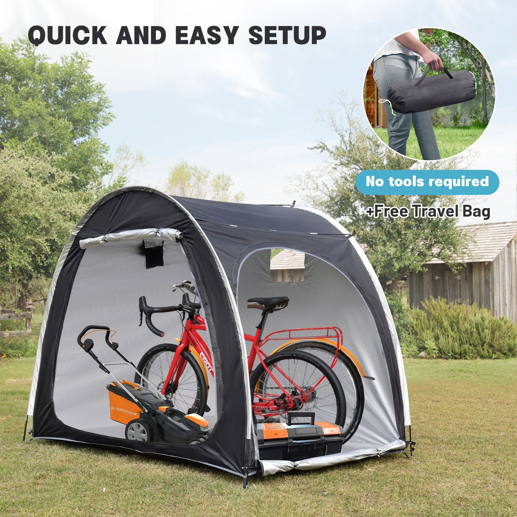 Bike Storage Shed Tent Portable Bicycle Cover for 4-Bicycles or motorcycle