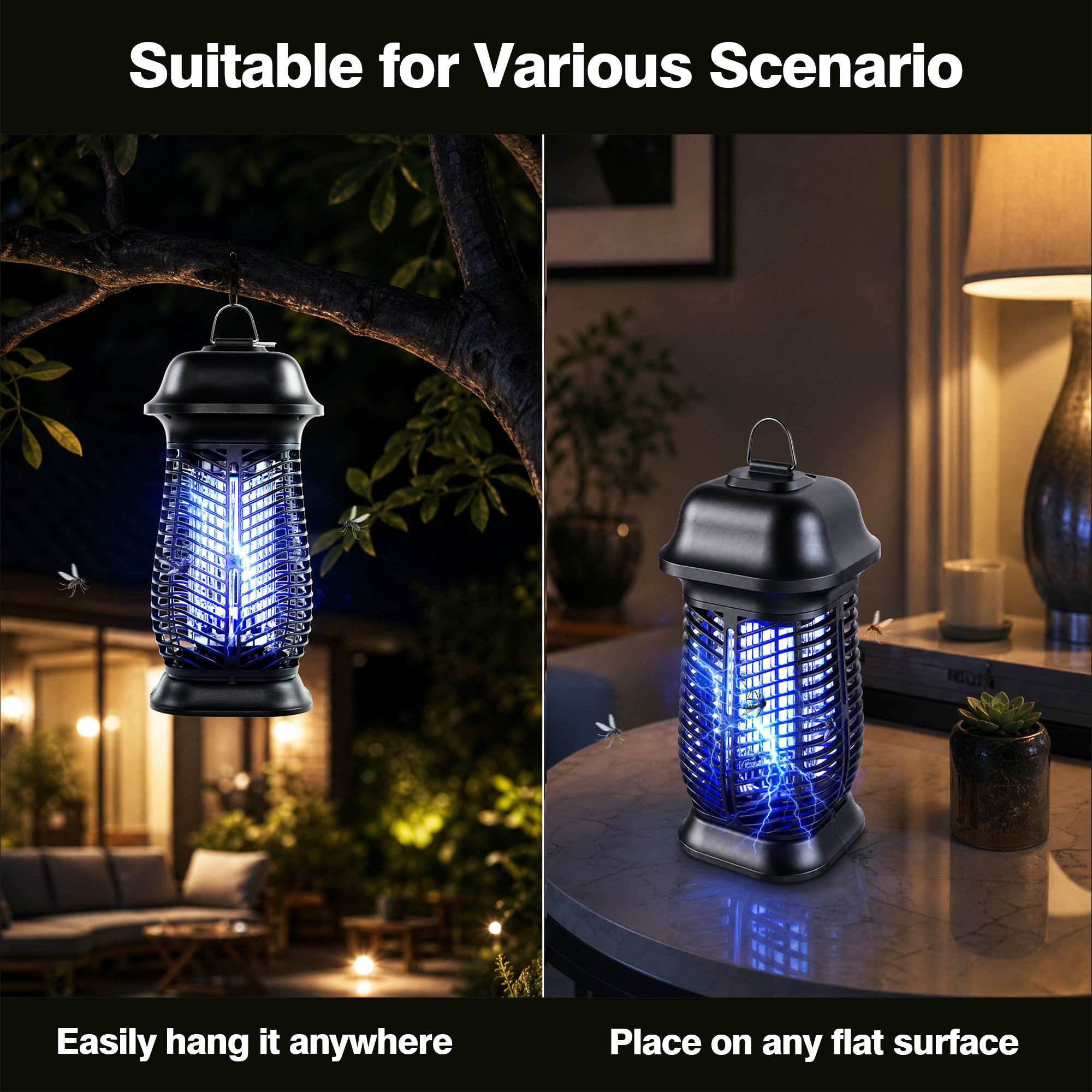 20-Watt Hangable & Handheld Bug Zapper Mosquito Insect Killer with 2500-Volt High Powered Grid