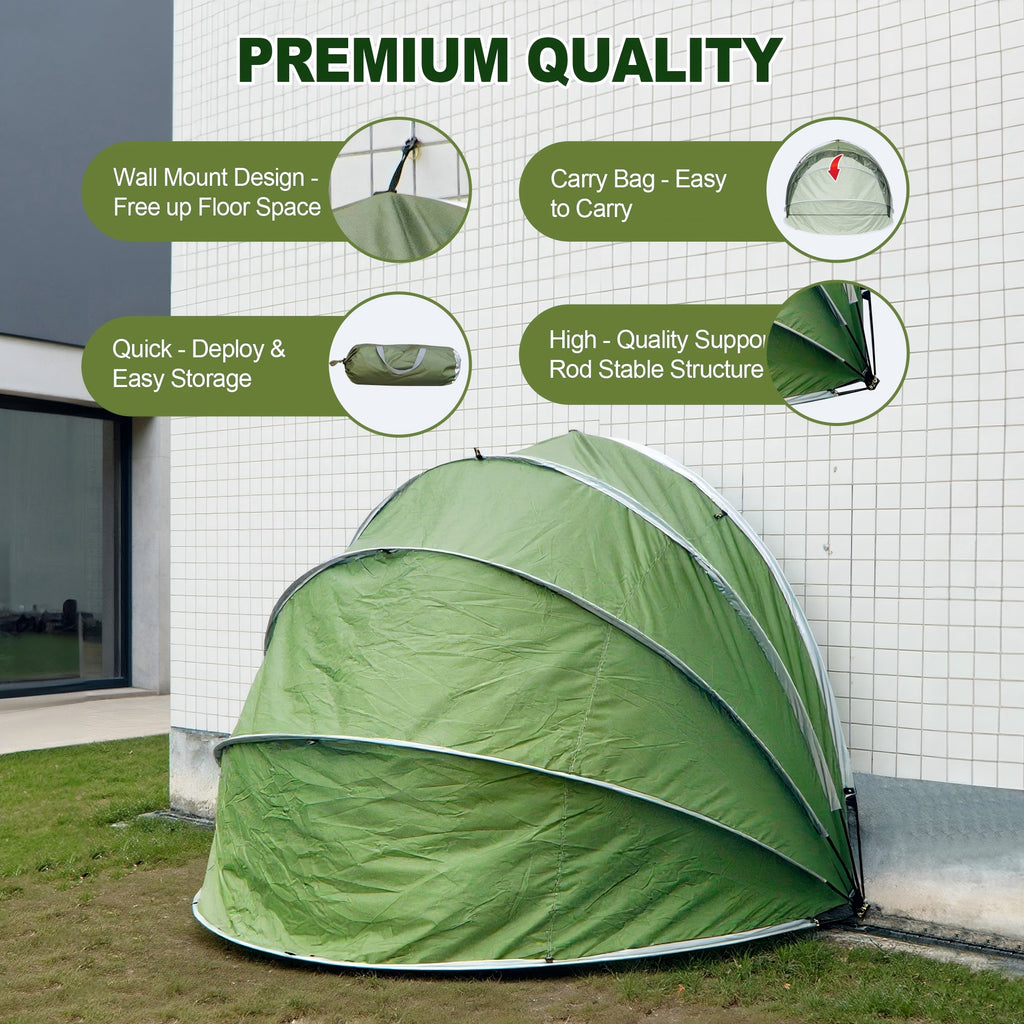 Outdoor Tent Storage, Bicycle Storage Tent & Garden Tools Shelter in Green, Lightweight & Portable