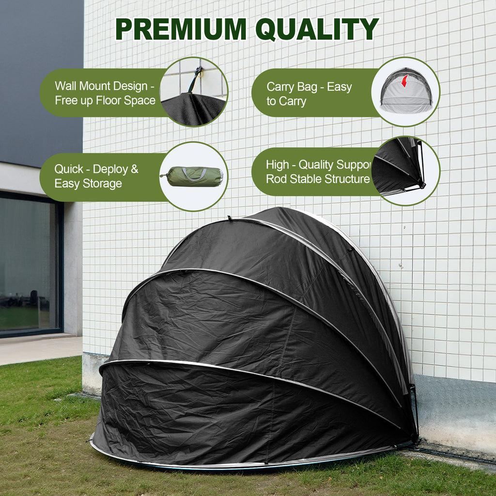 Outdoor Tent Storage, Bicycle Storage Tent & Garden Tools Shelter in Black, Lightweight & Portable