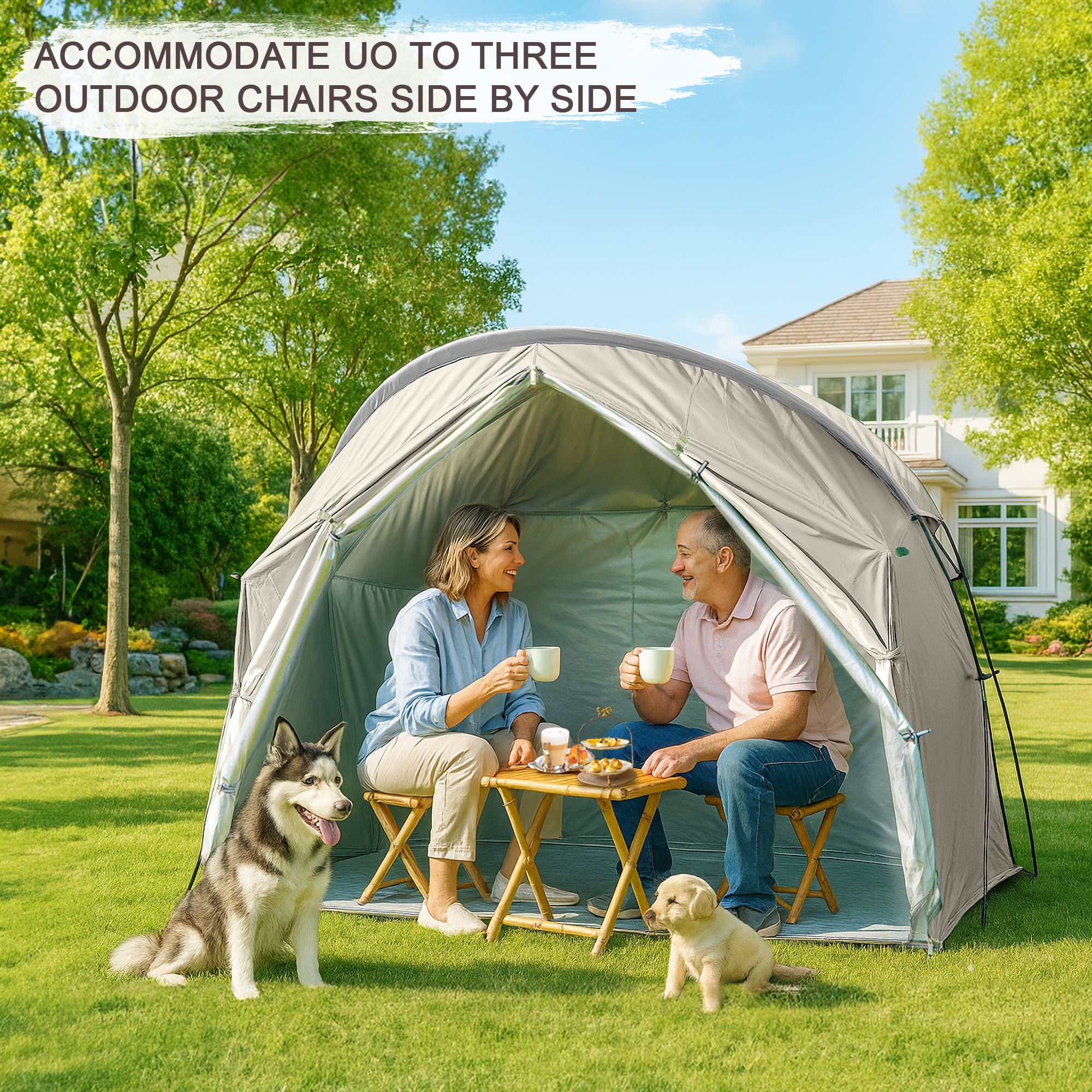 1-Person Outdoor Cot Tent with Zippered Door and Ventilation Window for Camping and Backyard in Khaki, Without Bed