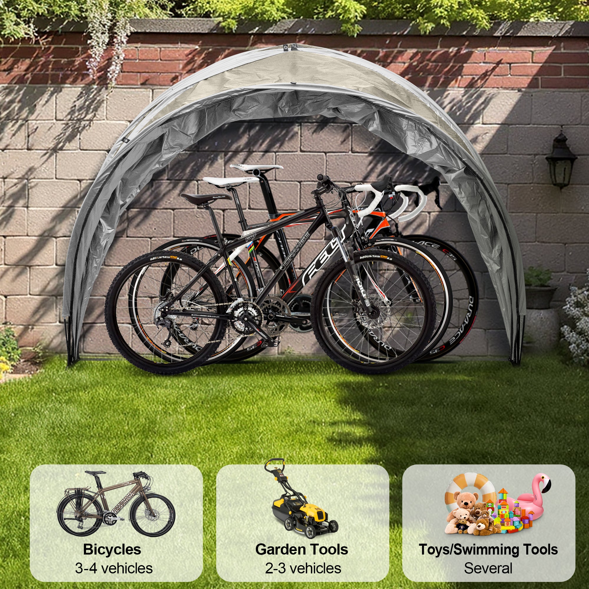 Outdoor Tent Storage, Bicycle Storage Tent & Garden Tools Shelter, Lightweight & Portable