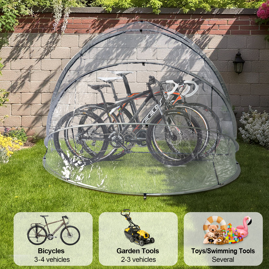 Outdoor Tent Storage, Transparent Bicycle Storage Tent & Garden Tools Shelter, Lightweight & Portable