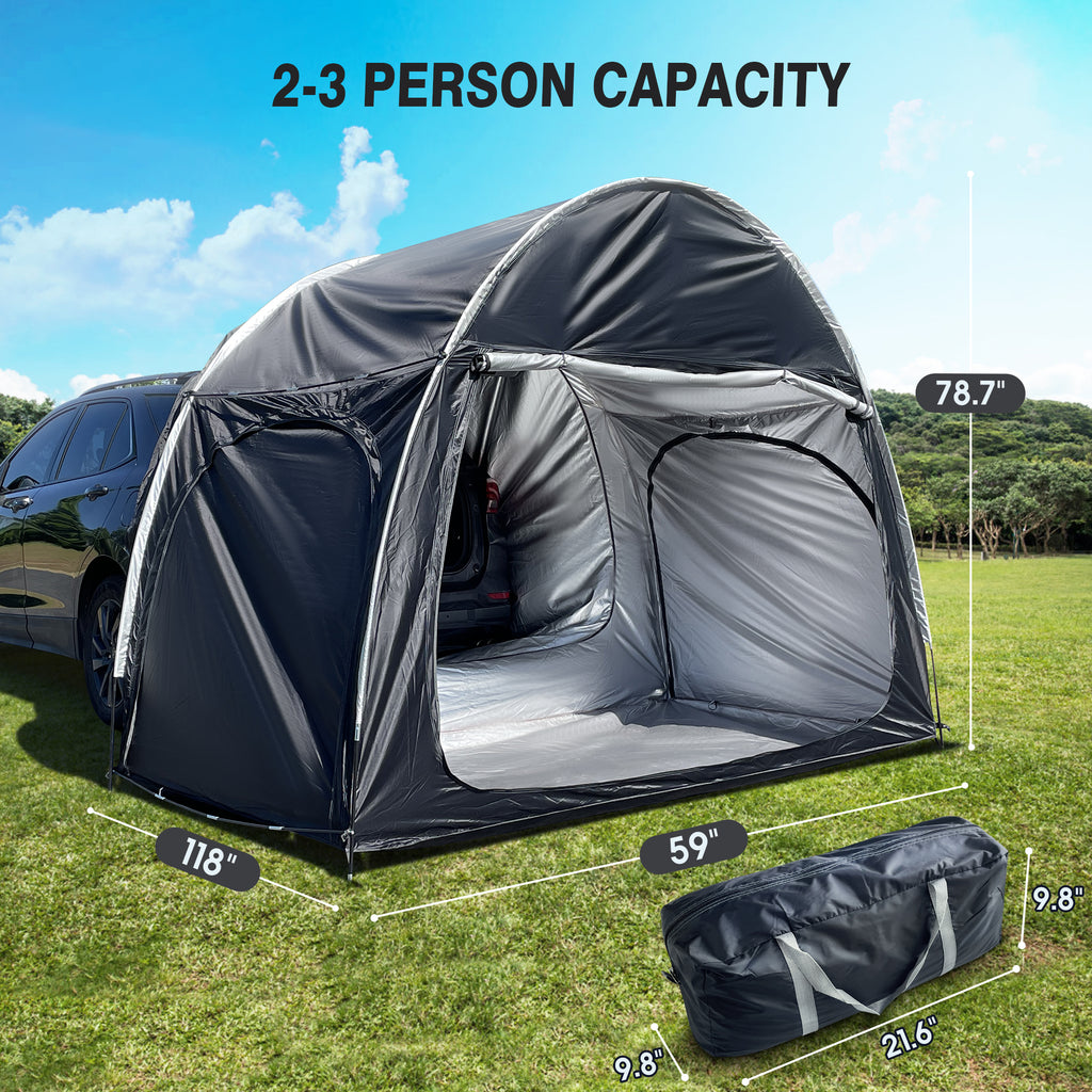 2-3 Person SUV Universal Vehicle Tent for Barbecue Camping Extension Tent with Three doors Tent Car Awning Sun Shelter