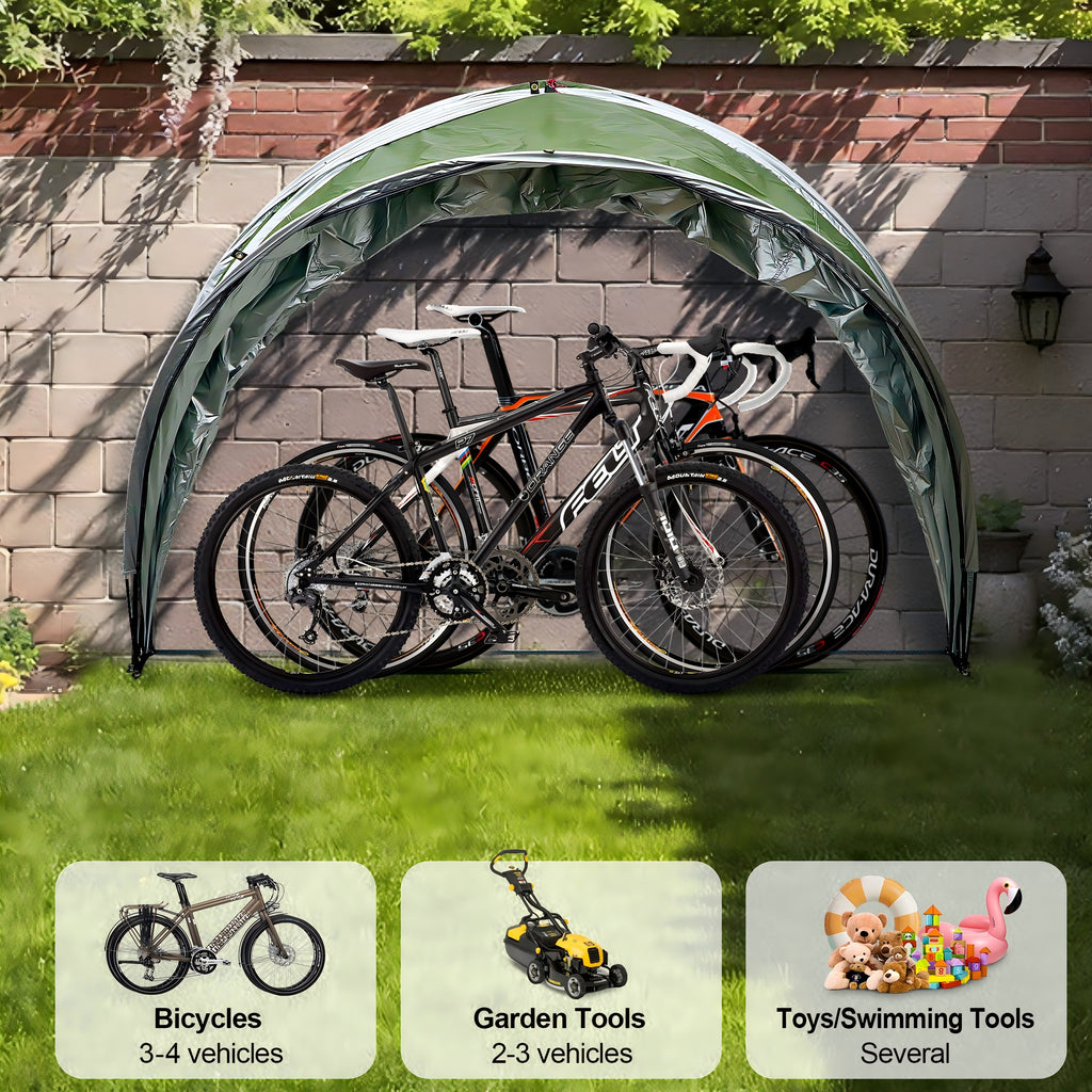 Outdoor Tent Storage, Bicycle Storage Tent & Garden Tools Shelter in Green, Lightweight & Portable