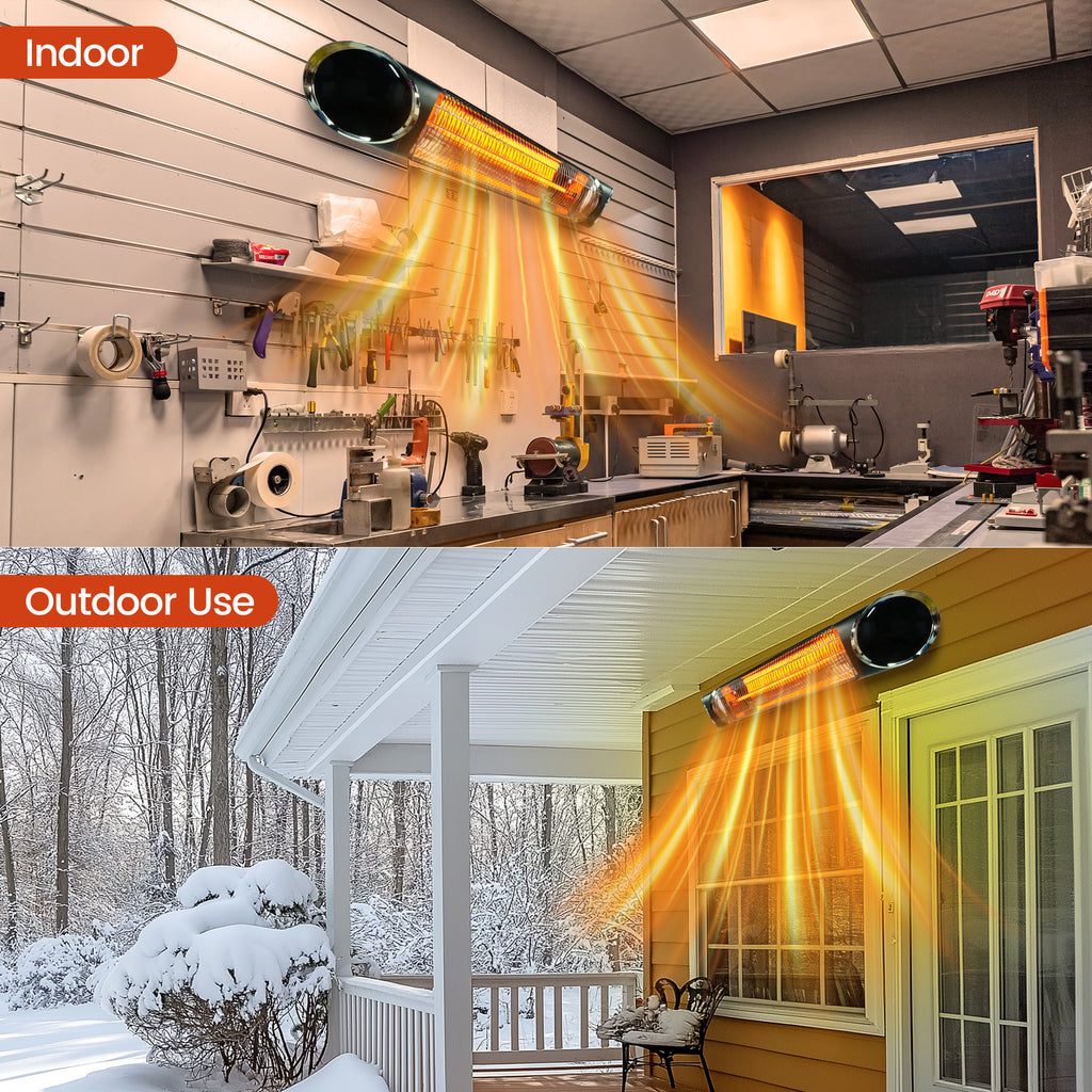 Wall/Ceiling Mounted Infrared Patio Heater with Touch/Remote Control for Outdoor Indoor Use