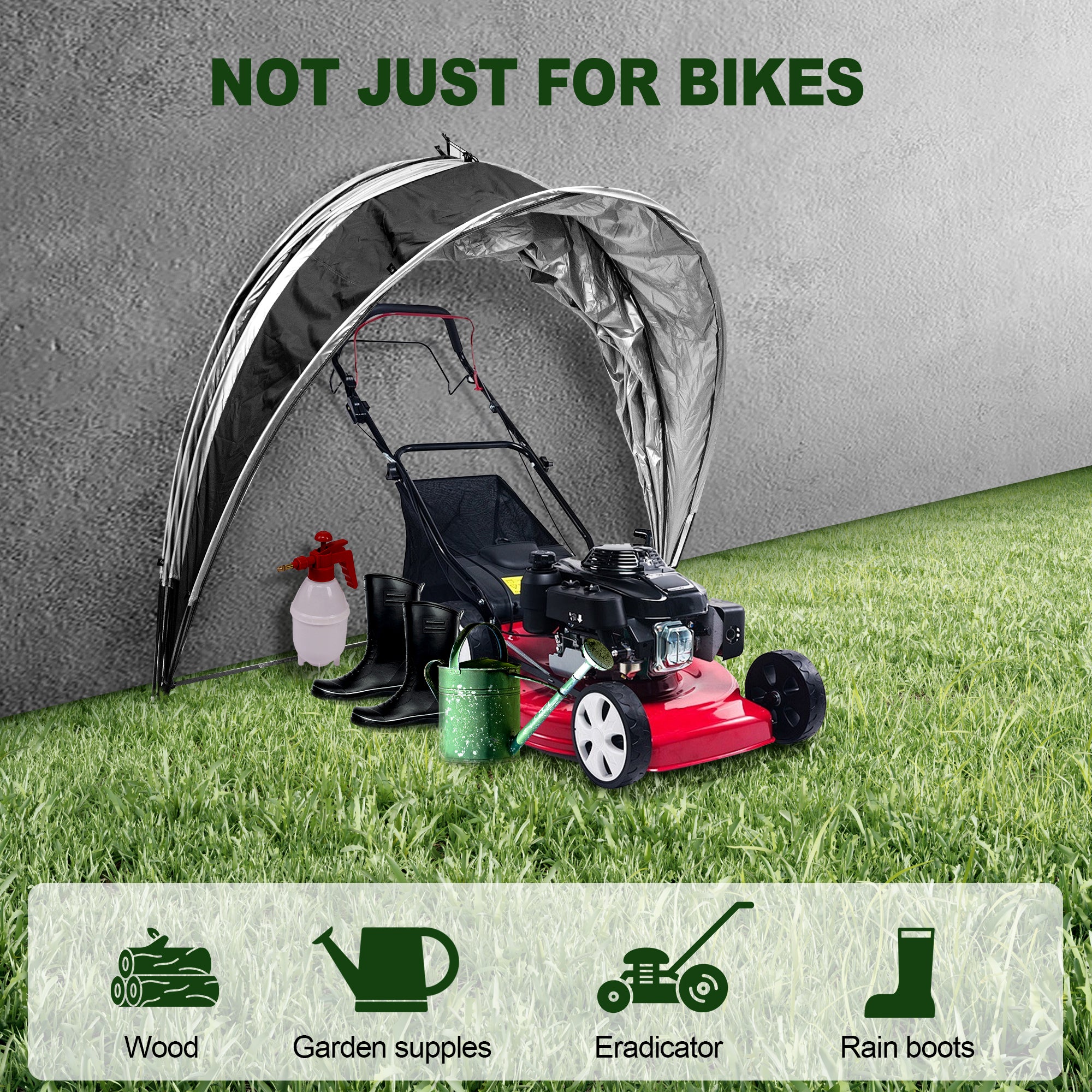 Outdoor Tent Storage, Bicycle Storage Tent & Garden Tools Shelter in Black, Lightweight & Portable