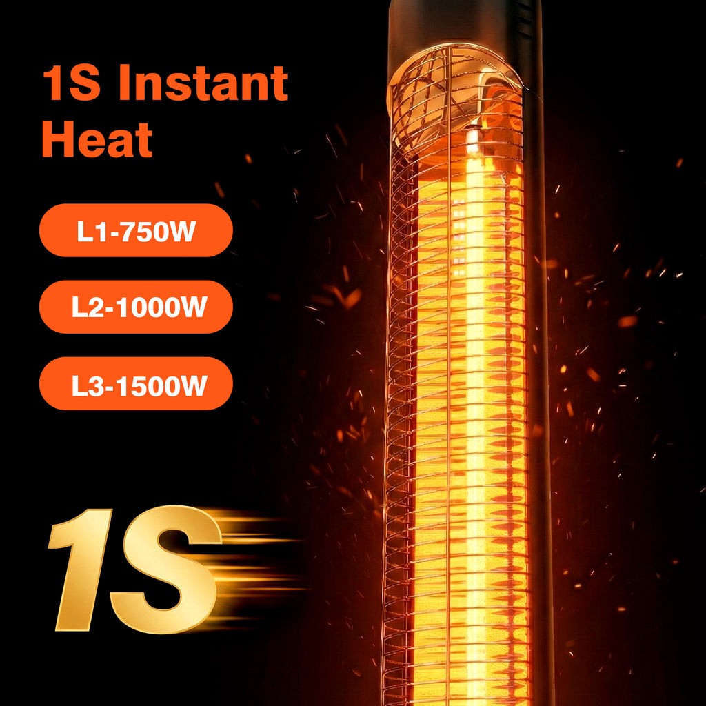 1500W Electric Tower Heater with Adjustable Heat, 8-Hour Timer, and Remote Control – Perfect for Indoor and Outdoor Spaces