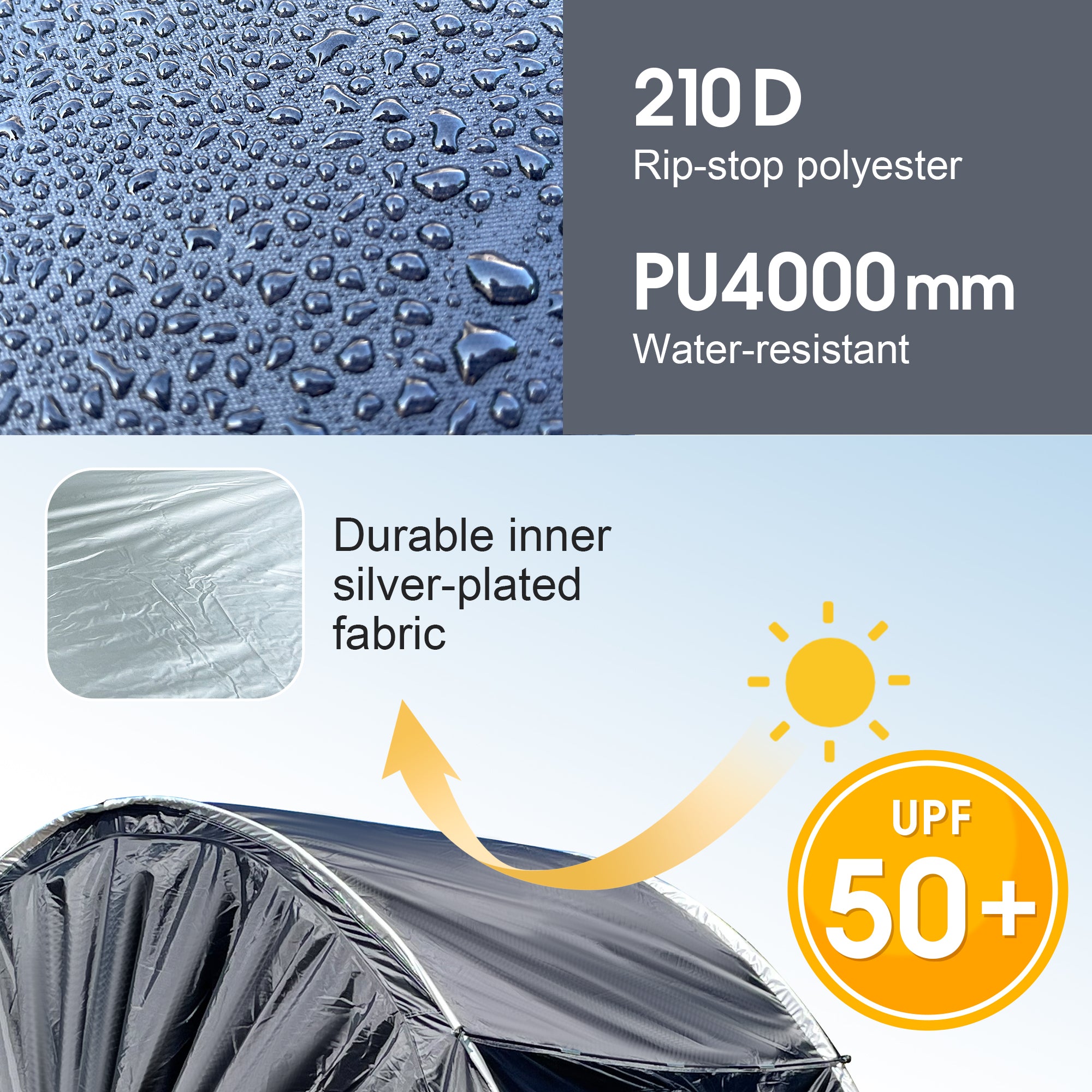 2-3 Person SUV Universal Vehicle Tent for Barbecue Camping Extension Tent with Three doors Tent Car Awning Sun Shelter