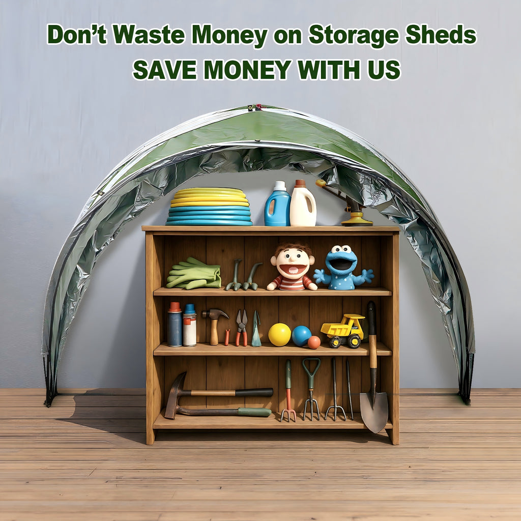Outdoor Tent Storage, Bicycle Storage Tent & Garden Tools Shelter in Green, Lightweight & Portable