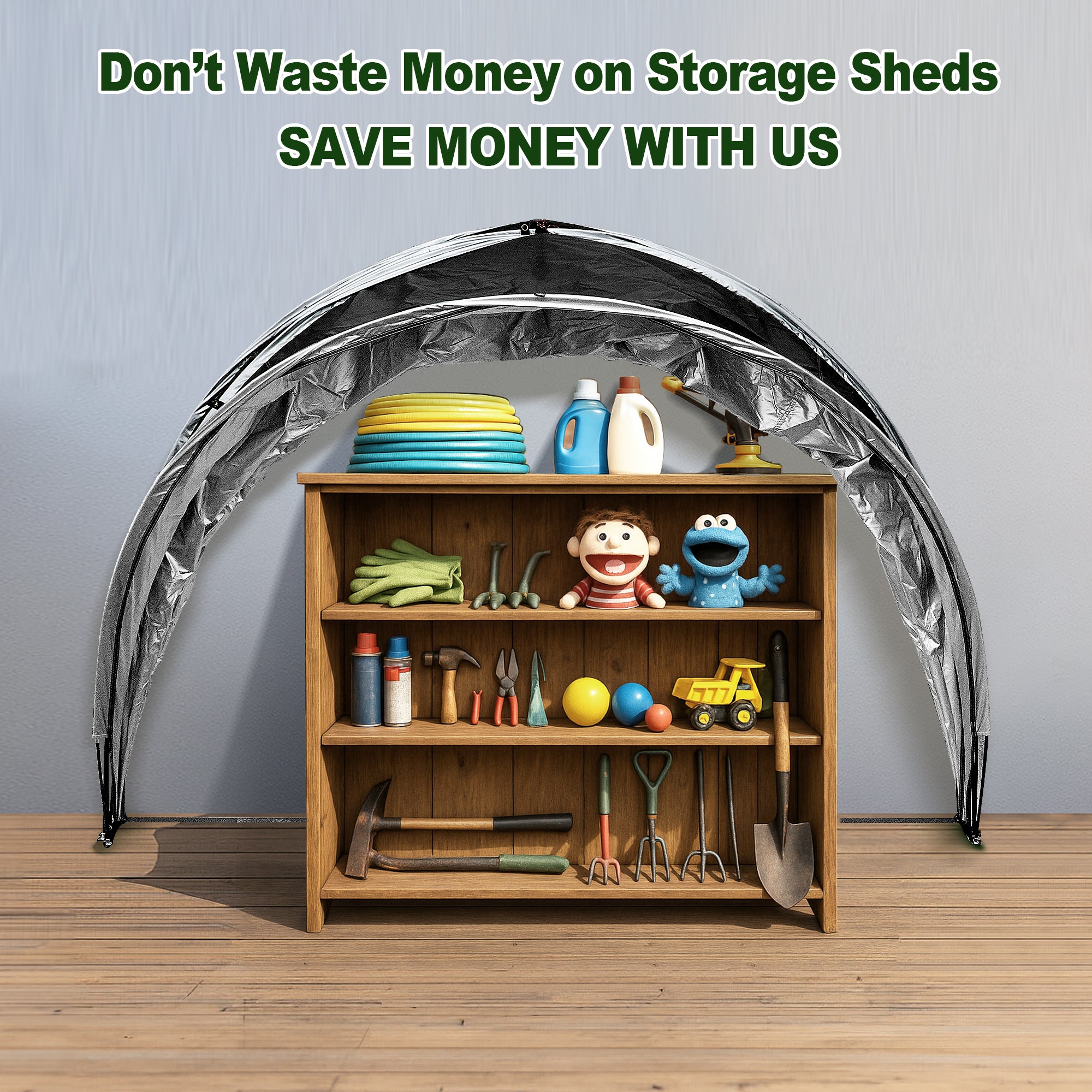 Outdoor Tent Storage, Bicycle Storage Tent & Garden Tools Shelter in Black, Lightweight & Portable