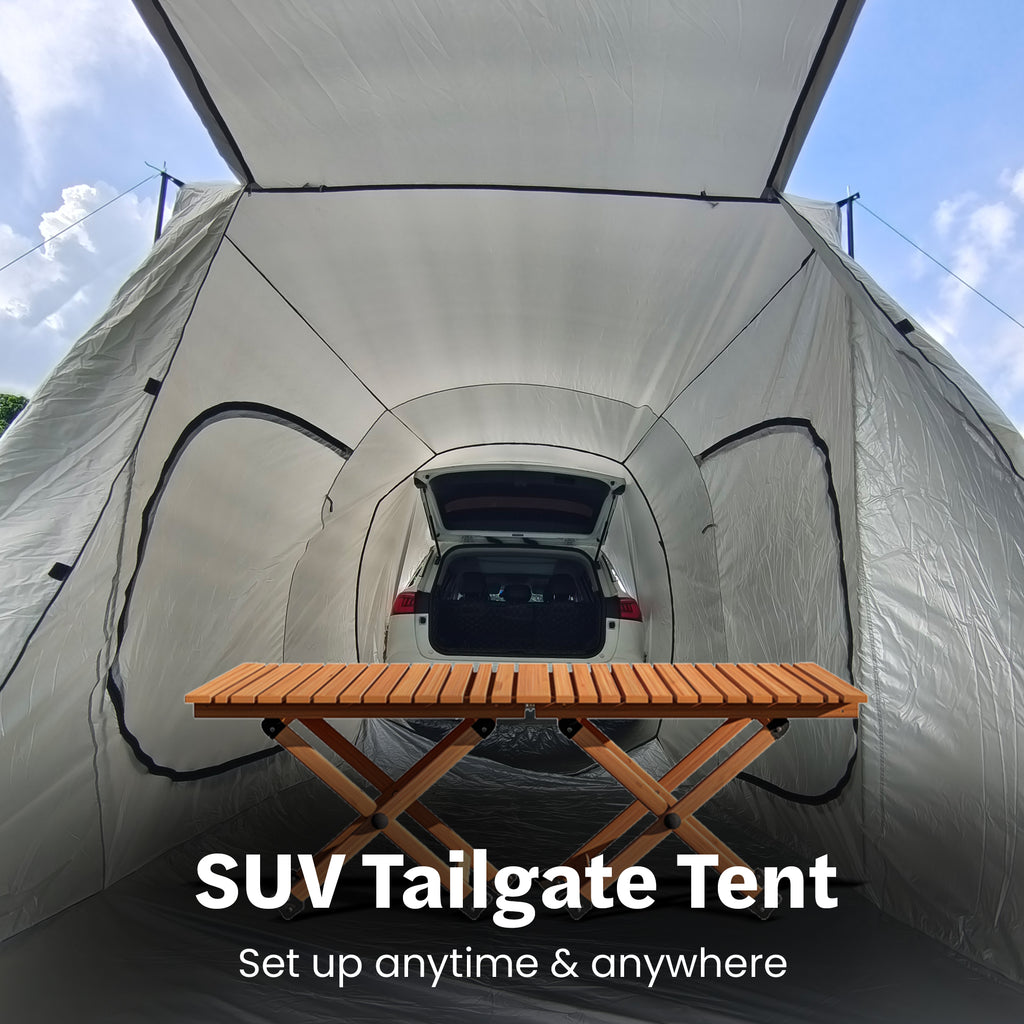 7-Person SUV Camping Tent Oxford Fabric Car Camping Tent with Sun Shelter in Khaki, 9.8 ft. x 6.5 ft. x 6.5 ft.