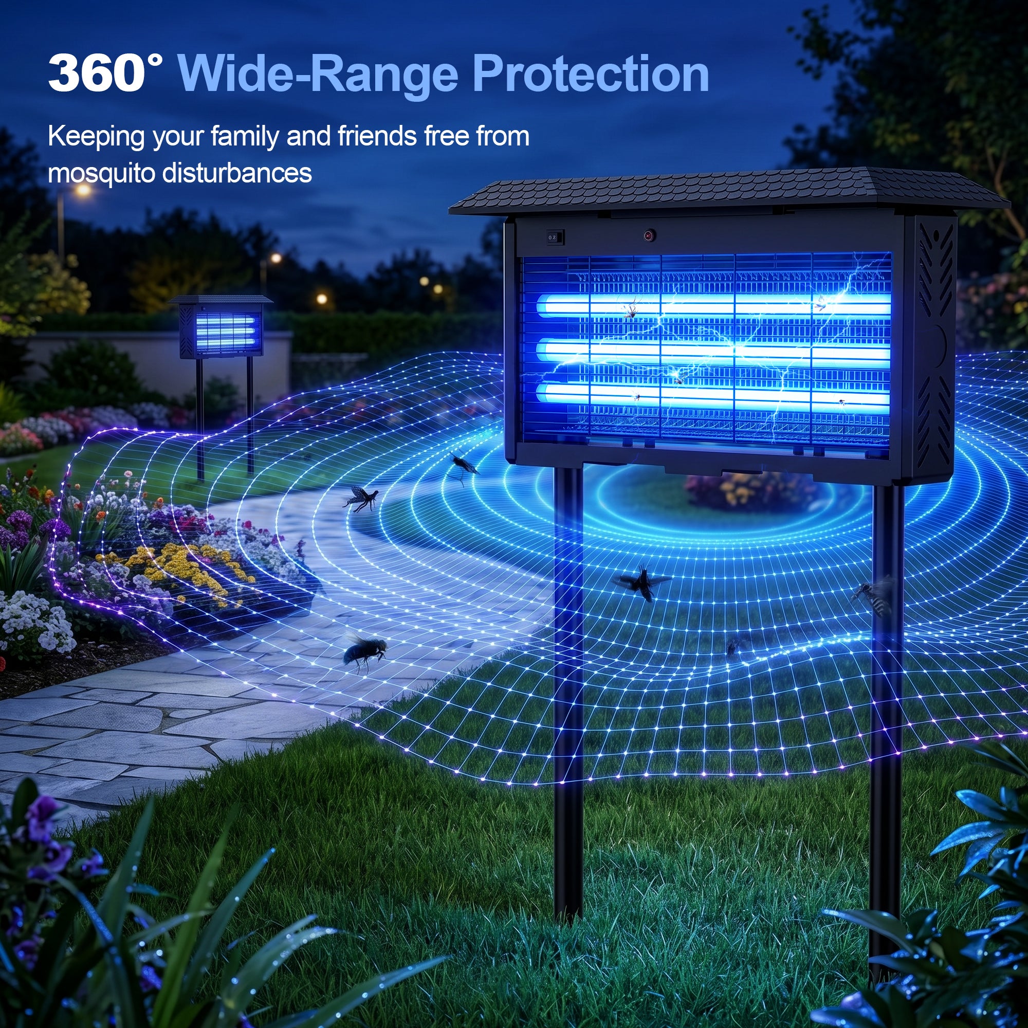 4500-Volt Electronic Indoor/Outdoor Solar Bug Zapper Insect Repellent