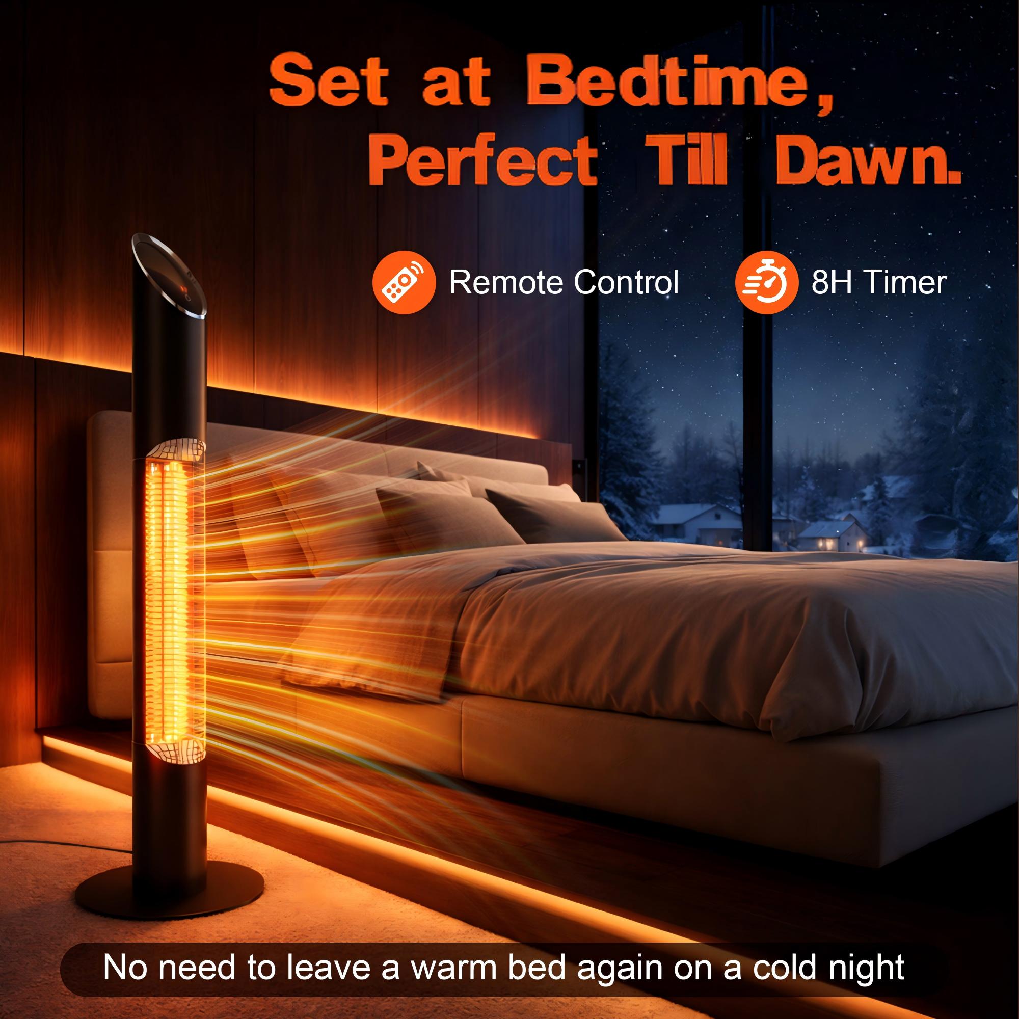 1500W Electric Tower Heater with Adjustable Heat, 8-Hour Timer, and Remote Control – Perfect for Indoor and Outdoor Spaces