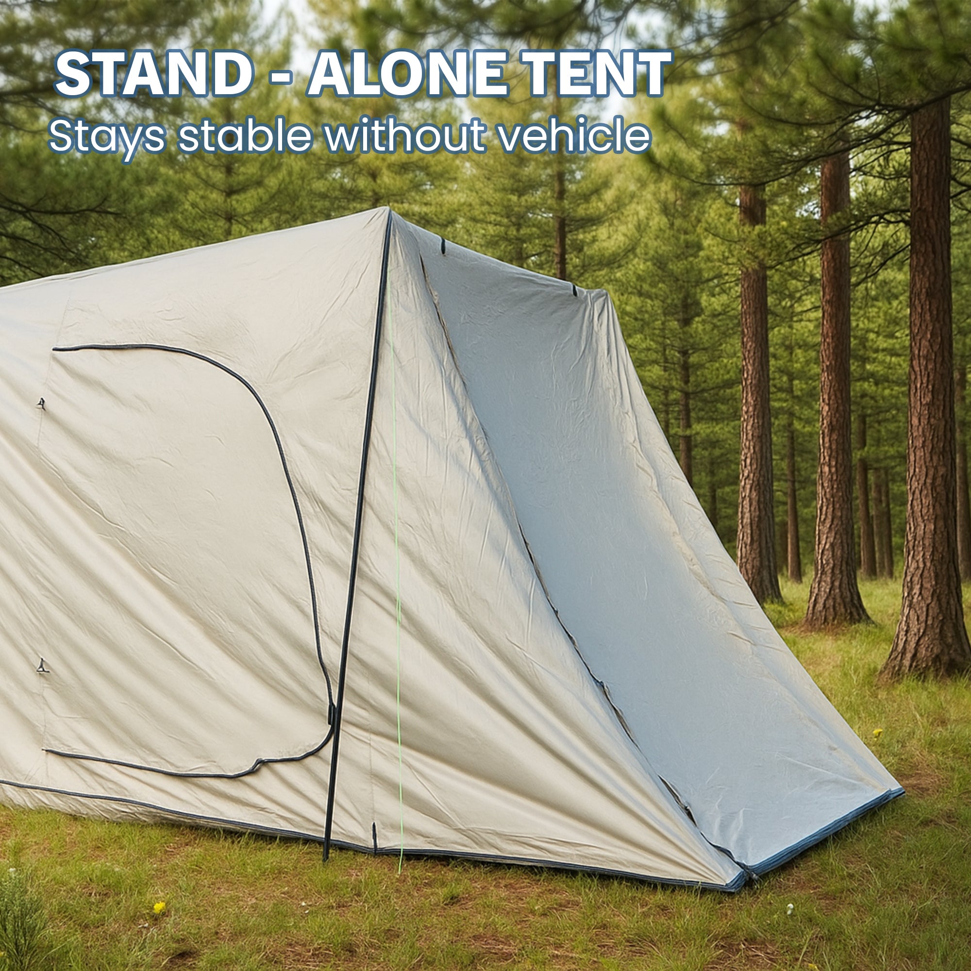 7-Person SUV Camping Tent Oxford Fabric Car Camping Tent with Sun Shelter in Khaki, 9.8 ft. x 6.5 ft. x 6.5 ft.