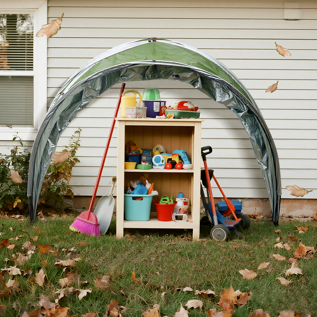 Outdoor Tent Storage, Bicycle Storage Tent & Garden Tools Shelter in Green, Lightweight & Portable