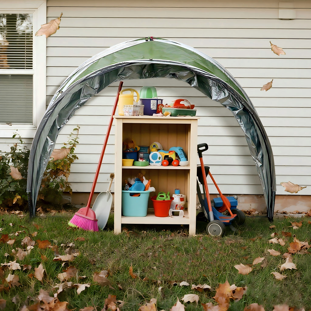Outdoor Tent Storage, Bicycle Storage Tent & Garden Tools Shelter in Green, Lightweight & Portable