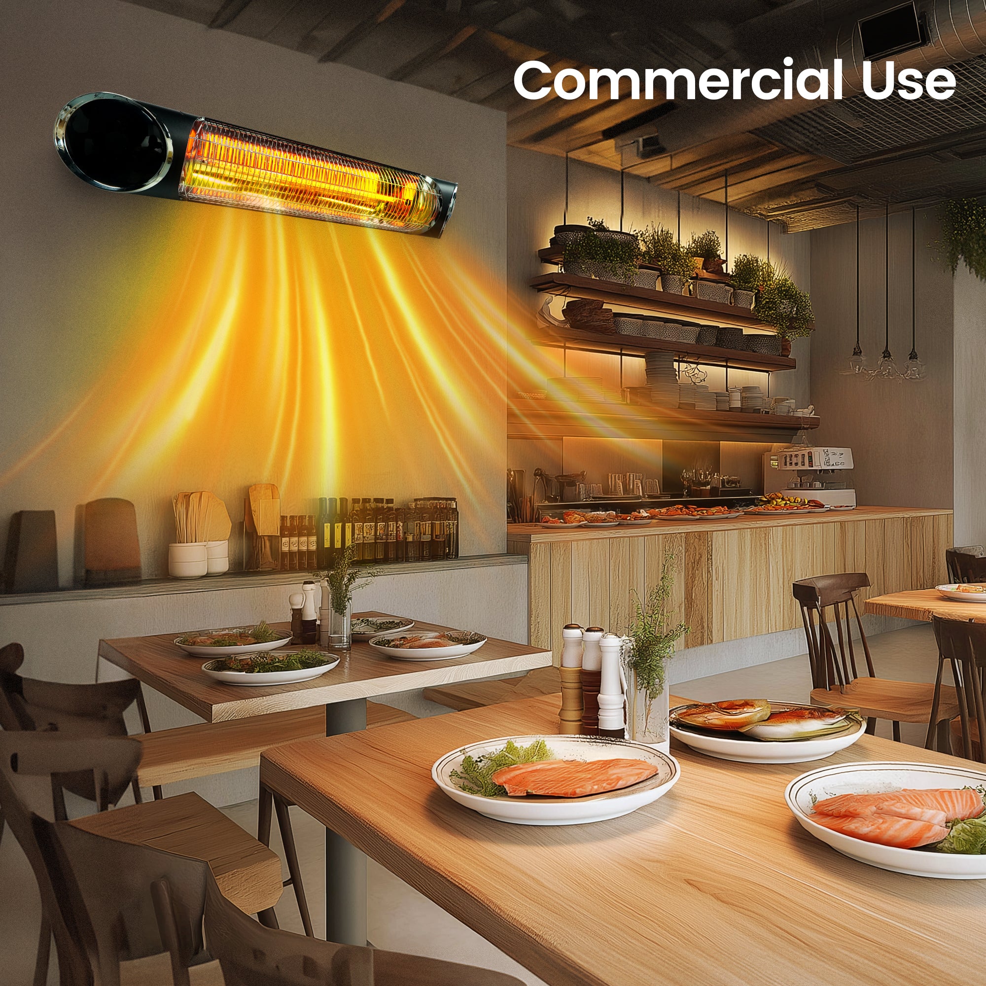 Wall/Ceiling Mounted Infrared Patio Heater with Touch/Remote Control for Outdoor Indoor Use