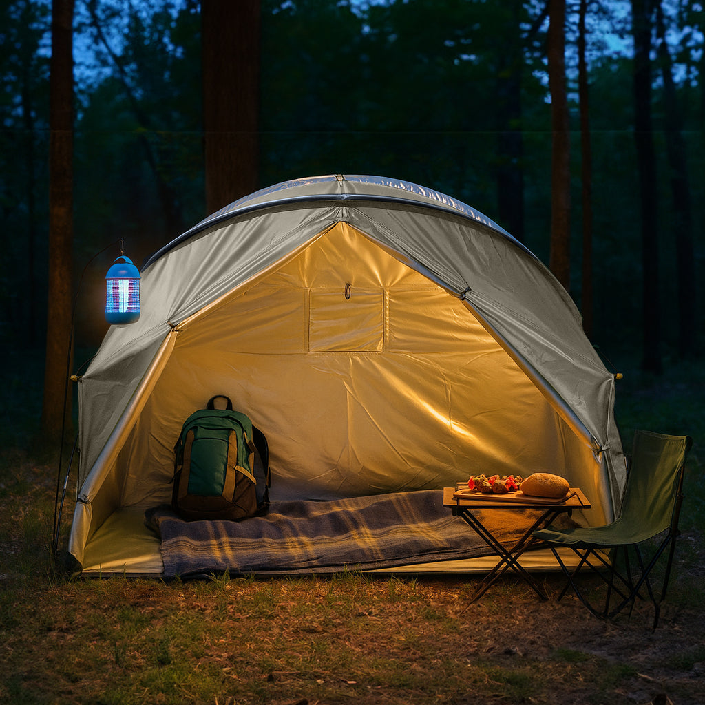 1-Person Outdoor Cot Tent with Zippered Door and Ventilation Window for Camping and Backyard in Khaki, Without Bed