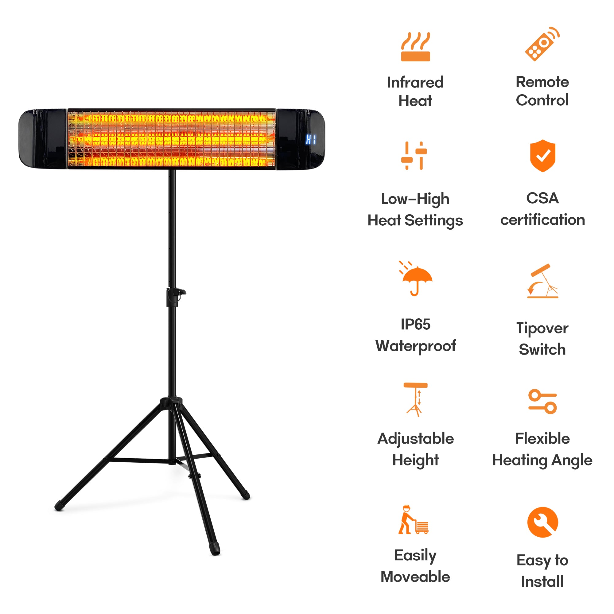 1500W Electric Heater, Infrared Patio Heater for Outdoor Indoor, CSA certificate
