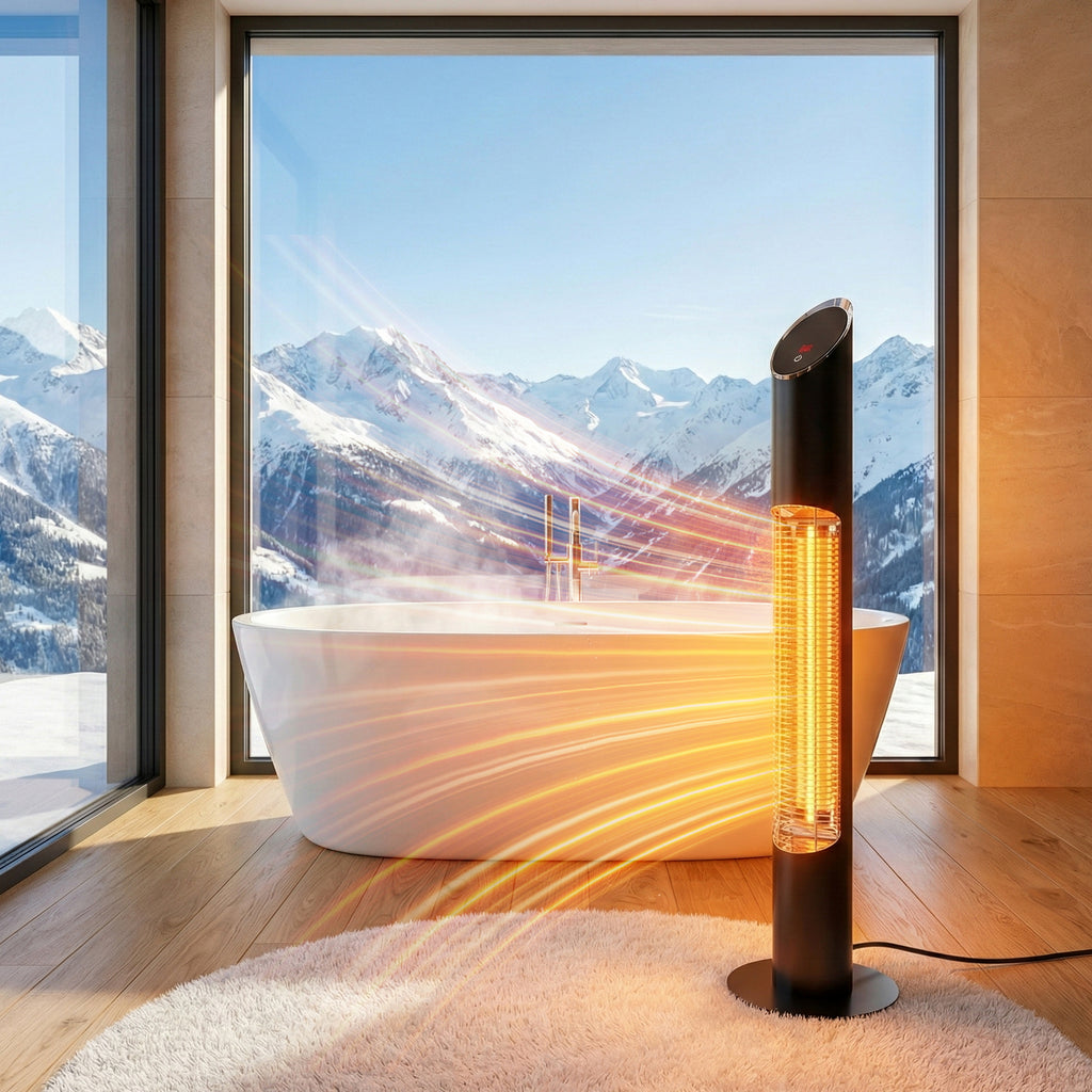 1500W Electric Tower Heater with Adjustable Heat, 8-Hour Timer, and Remote Control – Perfect for Indoor and Outdoor Spaces
