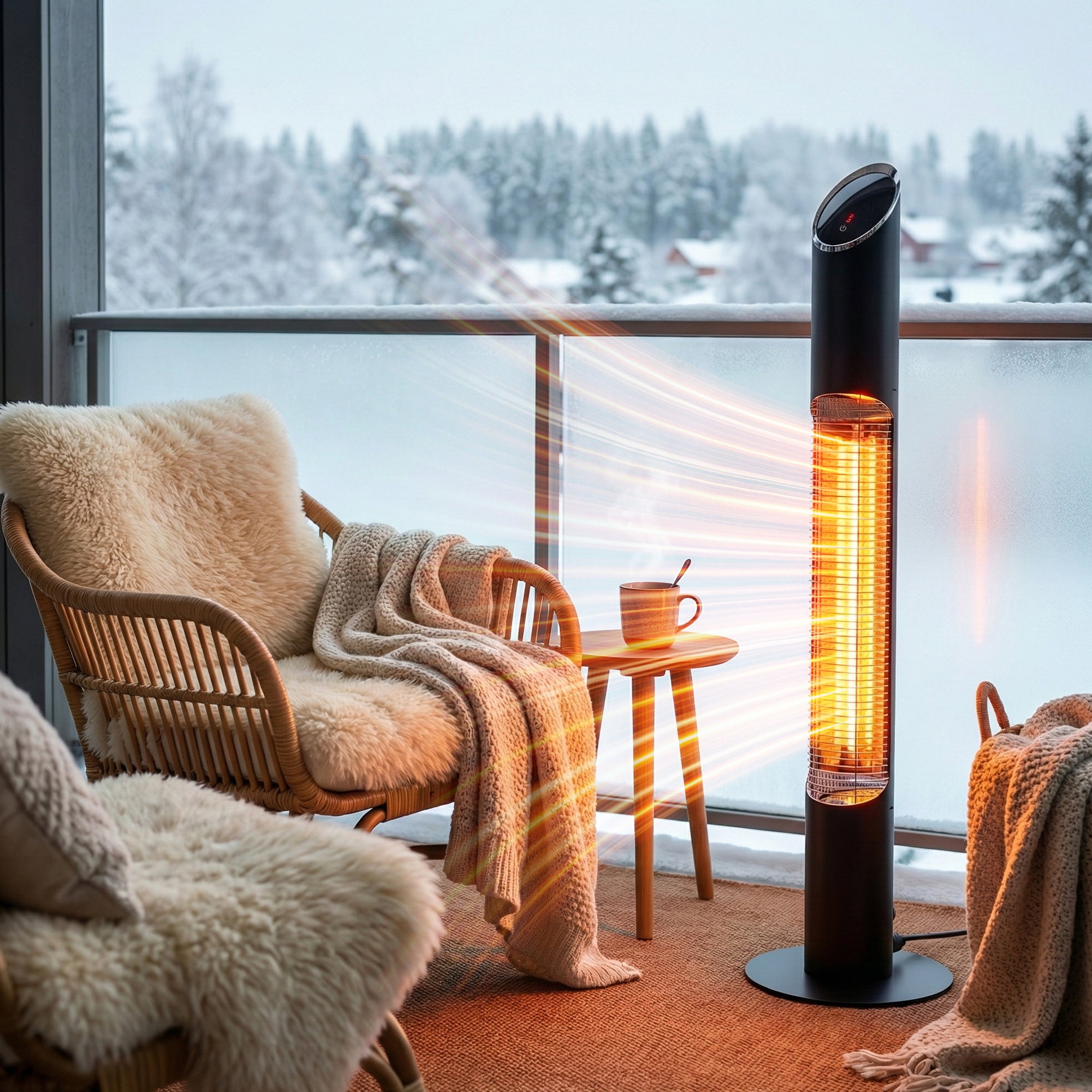 1500W Electric Tower Heater with Adjustable Heat, 8-Hour Timer, and Remote Control – Perfect for Indoor and Outdoor Spaces