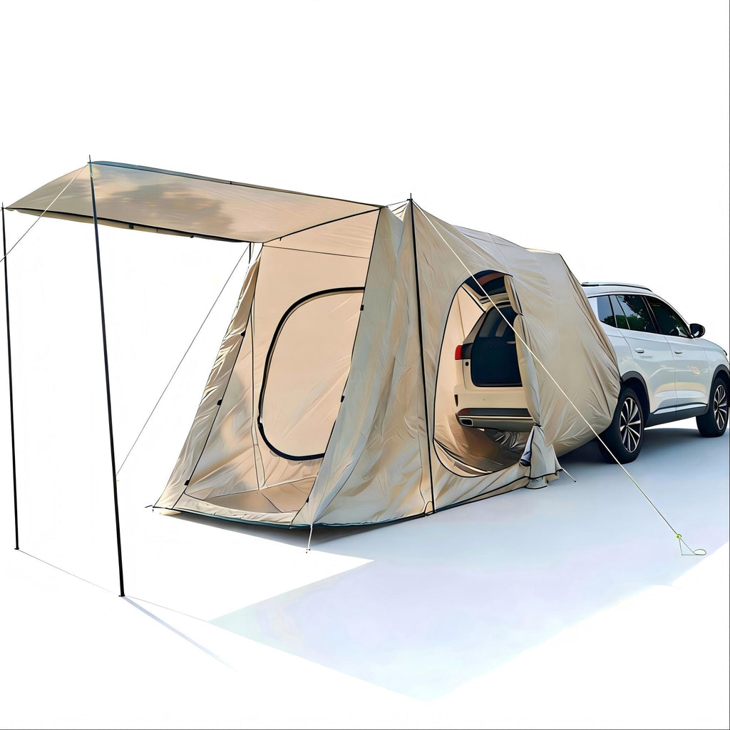 7-Person SUV Camping Tent Oxford Fabric Car Camping Tent with Sun Shelter in Khaki, 9.8 ft. x 6.5 ft. x 6.5 ft.