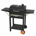 Portable Barrel Charcoal Grill with Wheels and Side Shelves, Outdoor BBQ Grill for Camping, Patio Parties, and Backyard Cooking