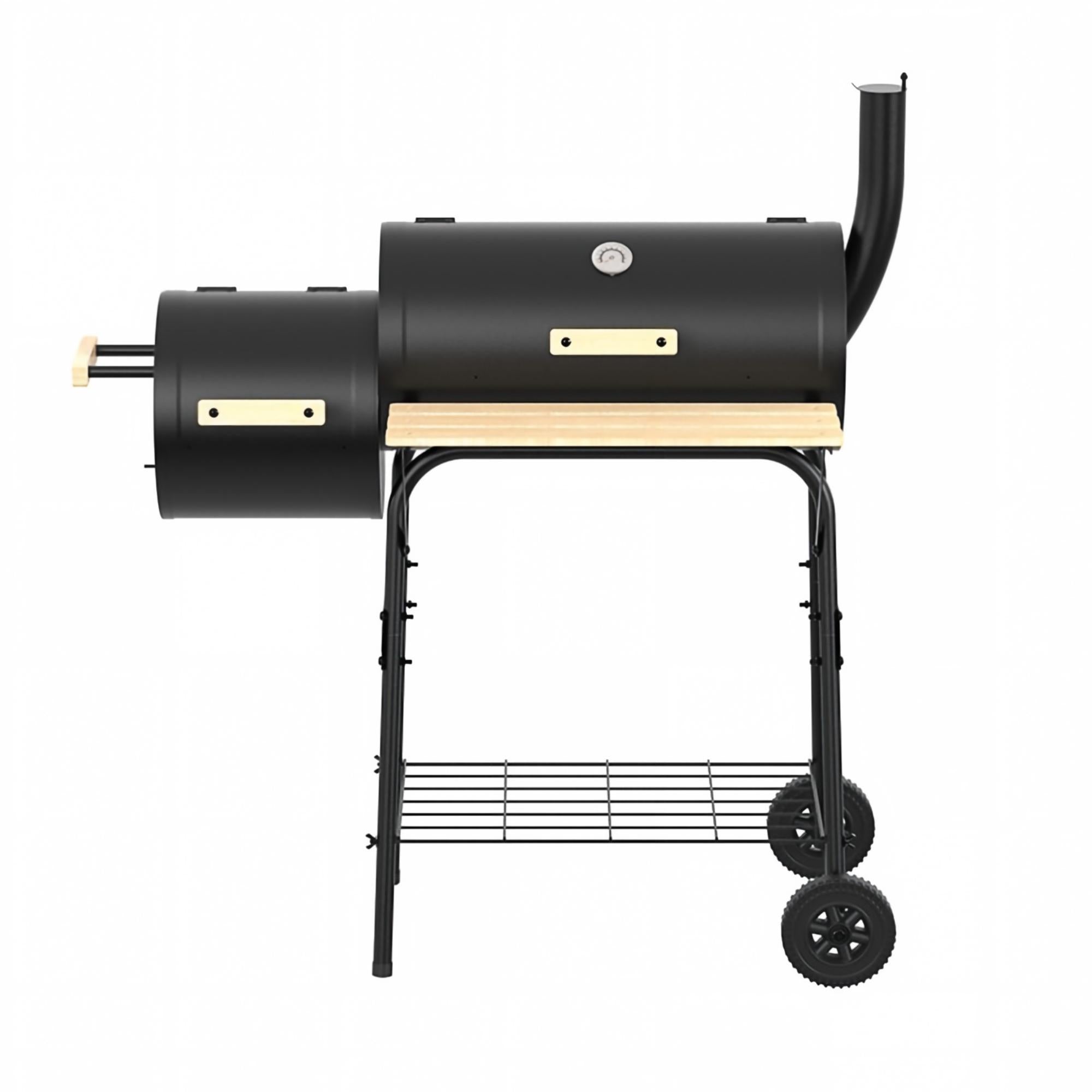 BBQ Charcoal Grill, Outdoor Patio Barbecue Cooker, Offset Smoker for Balcony Picnics, Party & Camping
