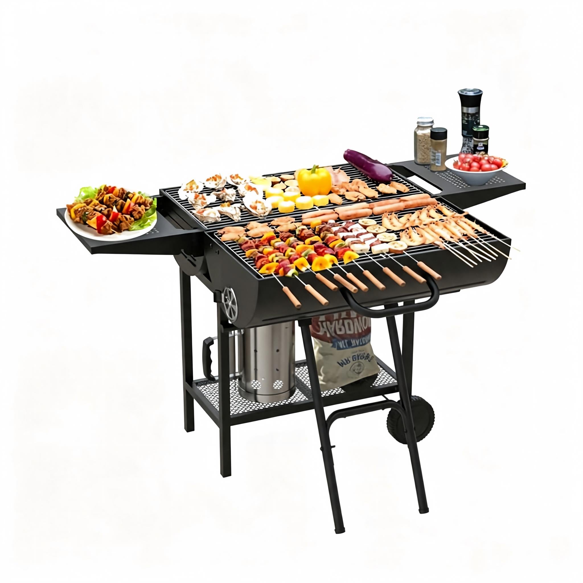 Charcoal Grill with Double Side, Large-Size Cooking Meat Barbecue Grill