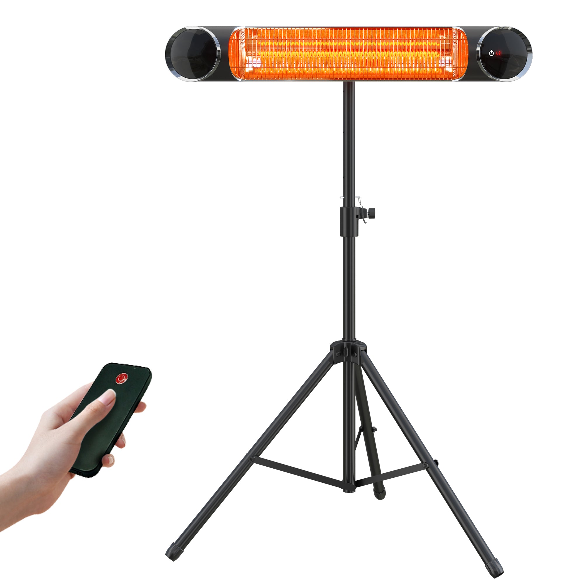 1,500W Electric Tripod Heater Wall & Ceiling Mounted Heater with 3 Power Settings for Patio Garden Backyard