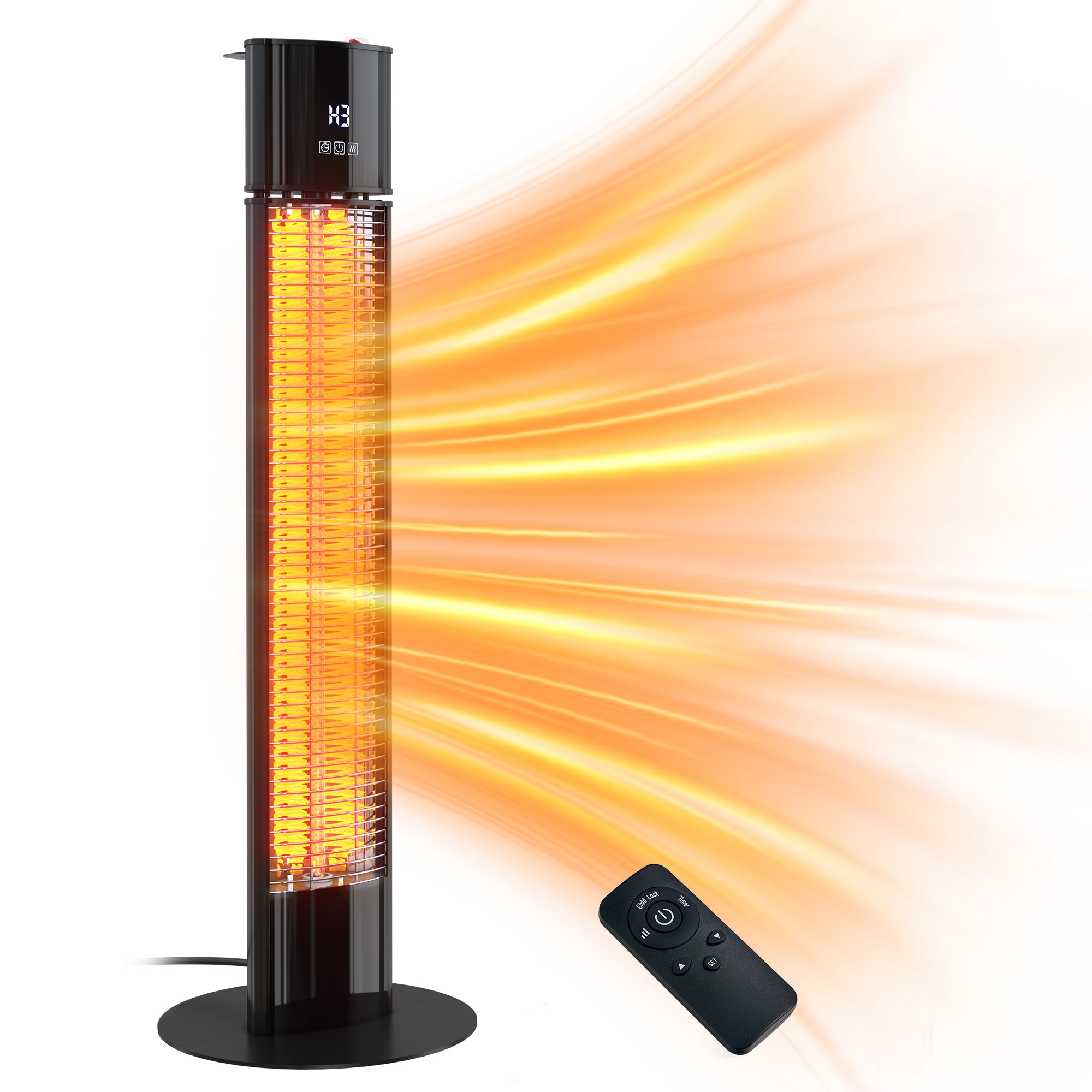 1500-Watt Electric Tower Space Heater Standing Heater with Display Panel & Remote Control