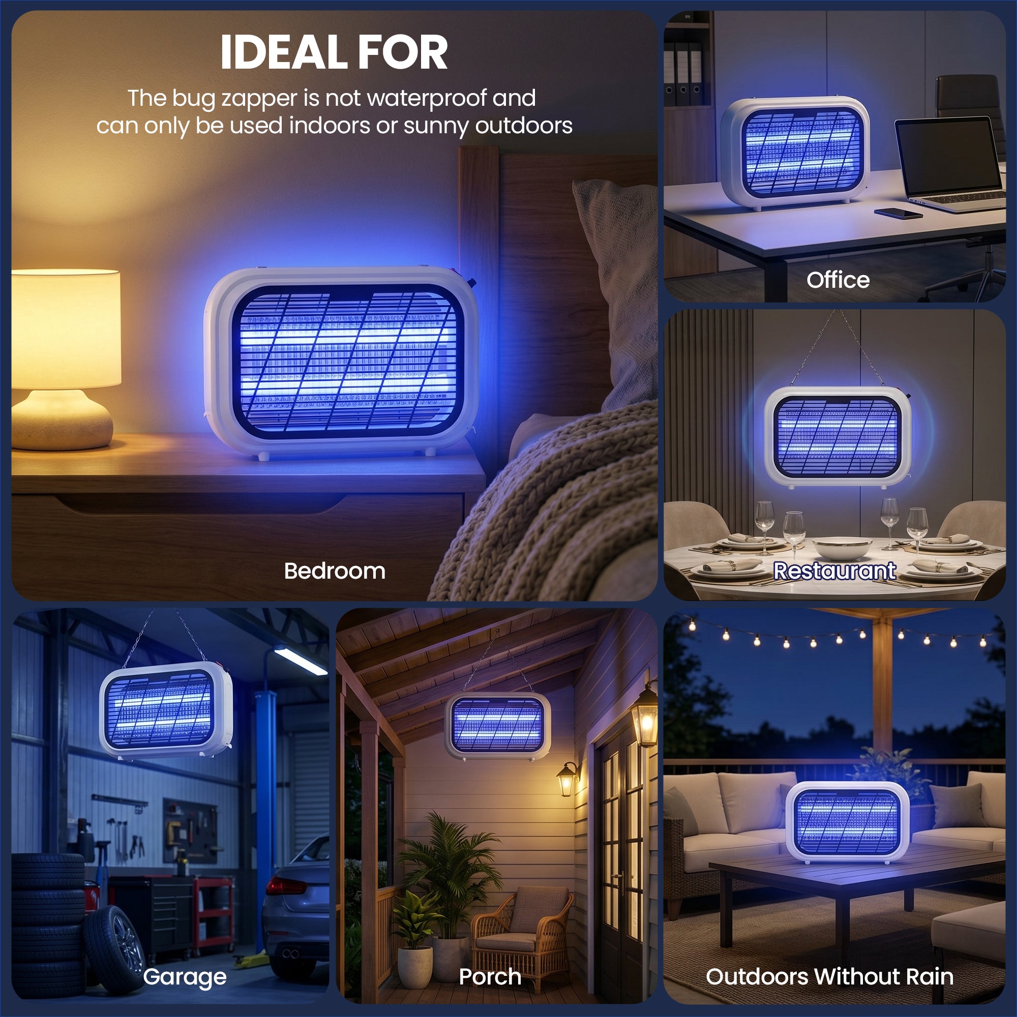 Electric Indoor Bug Zapper with Removable Collection Tray for Easy Cleaning, Plug In