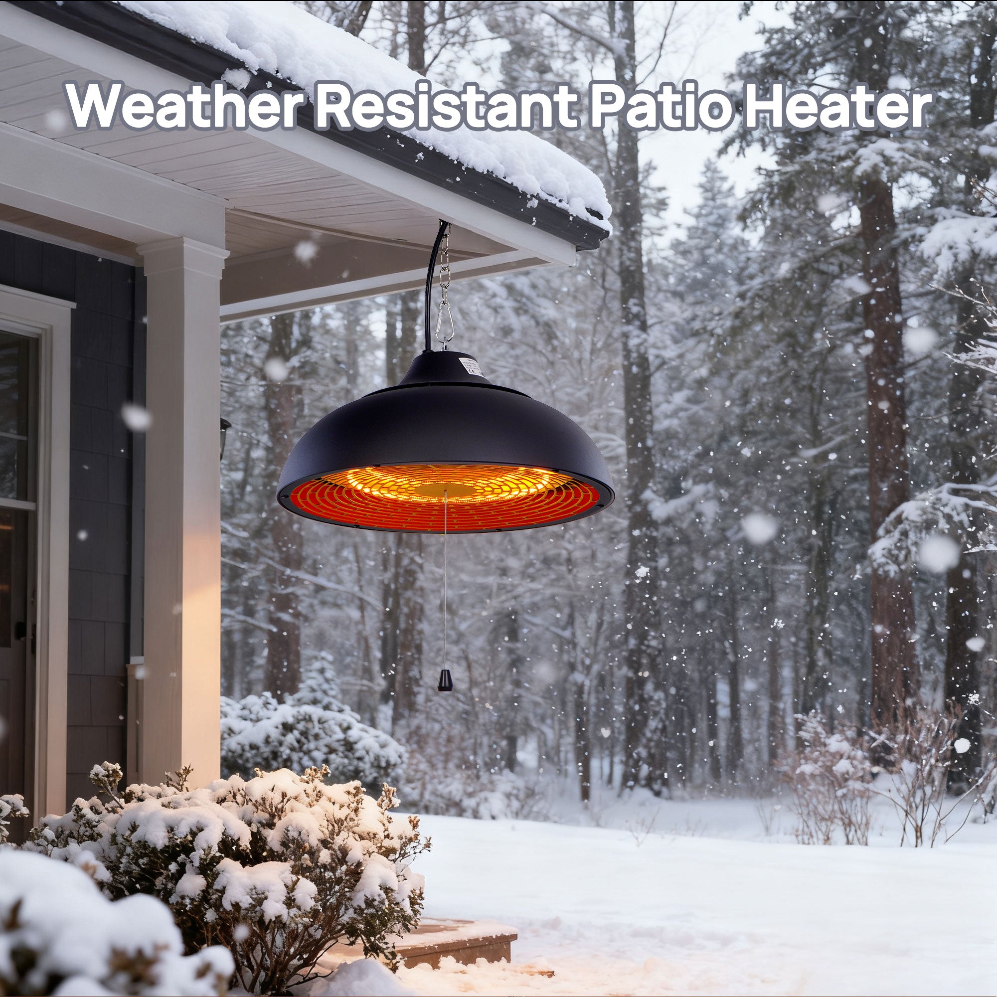 Hanging Ceiling Mouted Electric Patio Heater with Height Adjustable Chain