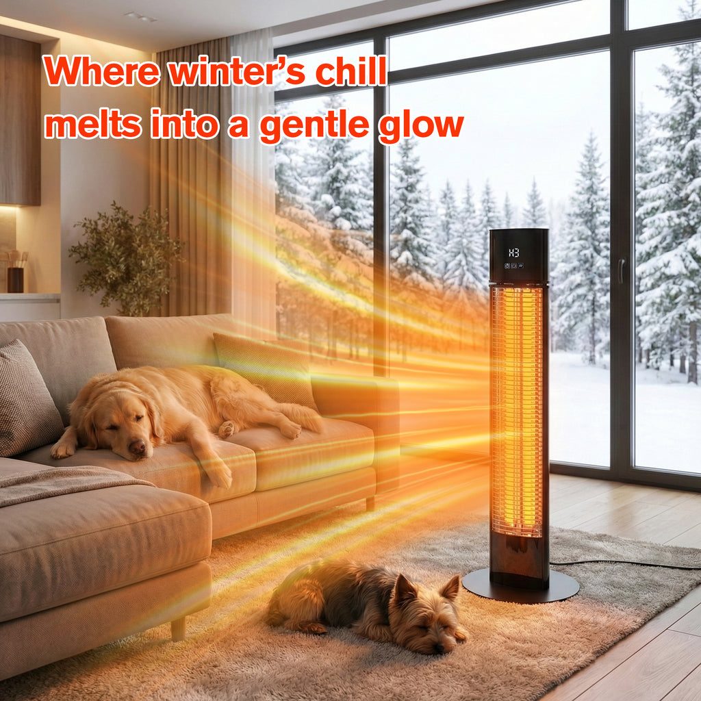 1500-Watt Electric Tower Space Heater Standing Heater with Display Panel & Remote Control