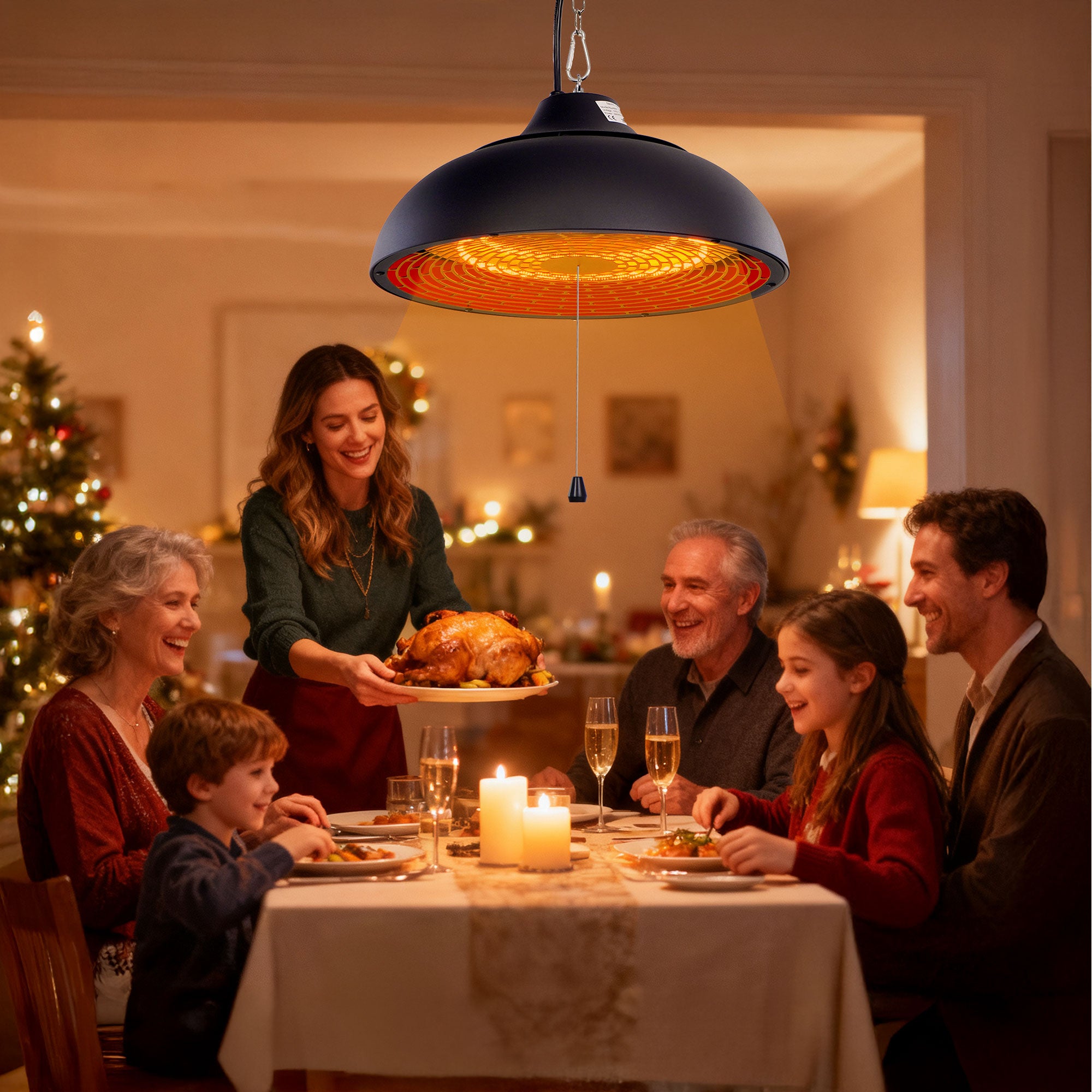 Hanging Ceiling Mouted Electric Patio Heater with Height Adjustable Chain