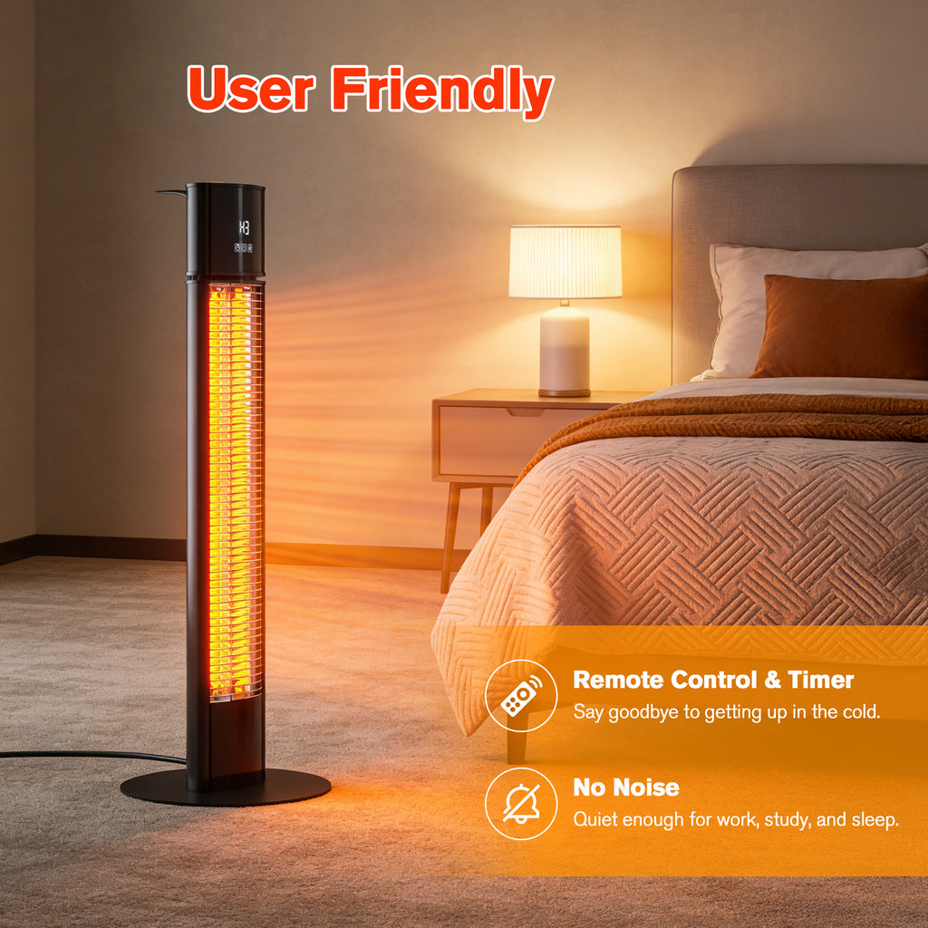 1500-Watt Electric Tower Space Heater Standing Heater with Display Panel & Remote Control