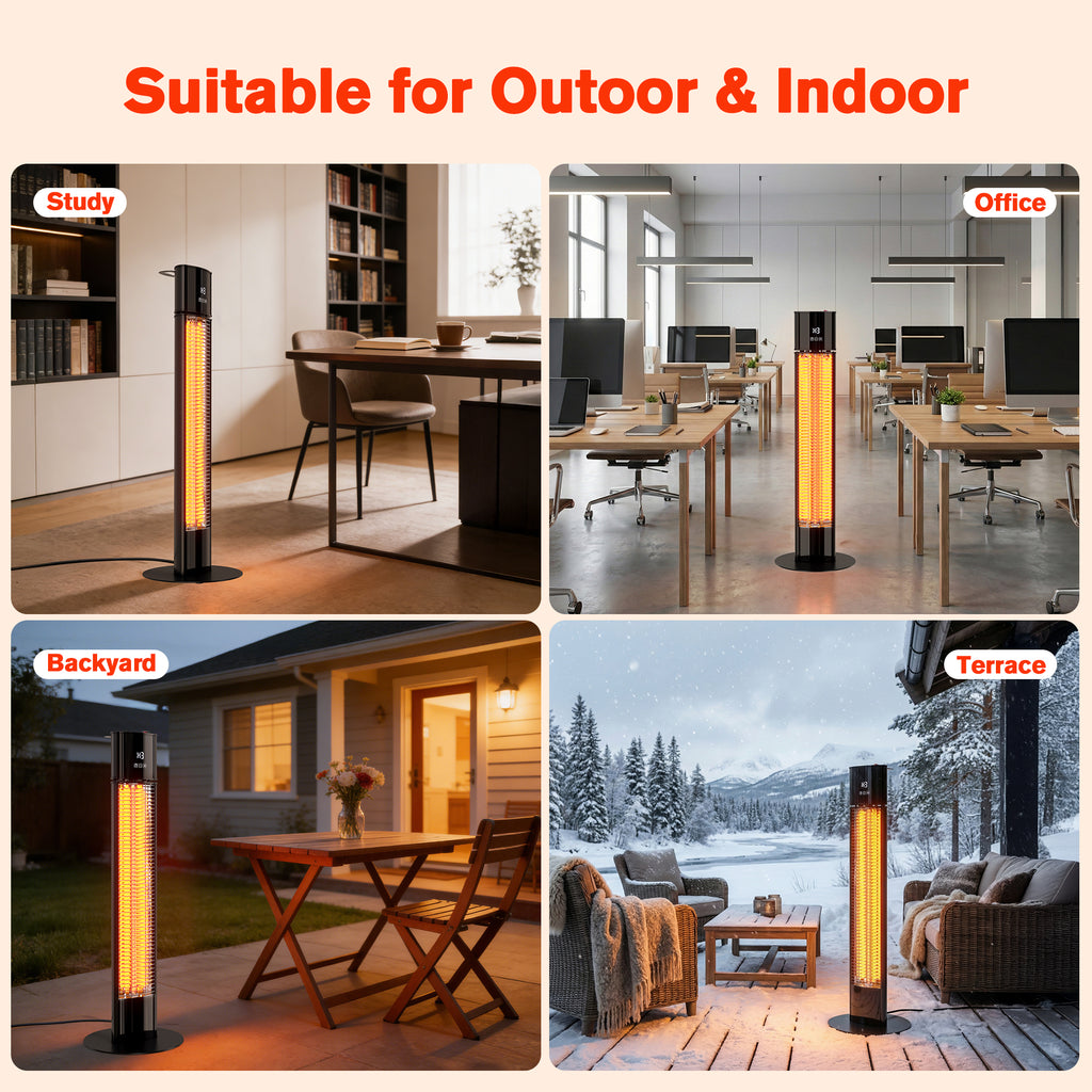 1500-Watt Electric Tower Space Heater Standing Heater with Display Panel & Remote Control
