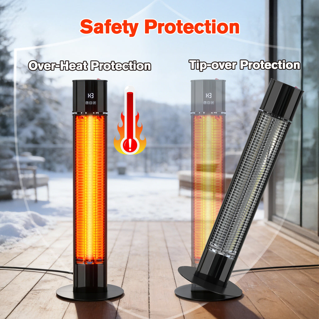 1500-Watt Electric Tower Space Heater Standing Heater with Display Panel & Remote Control
